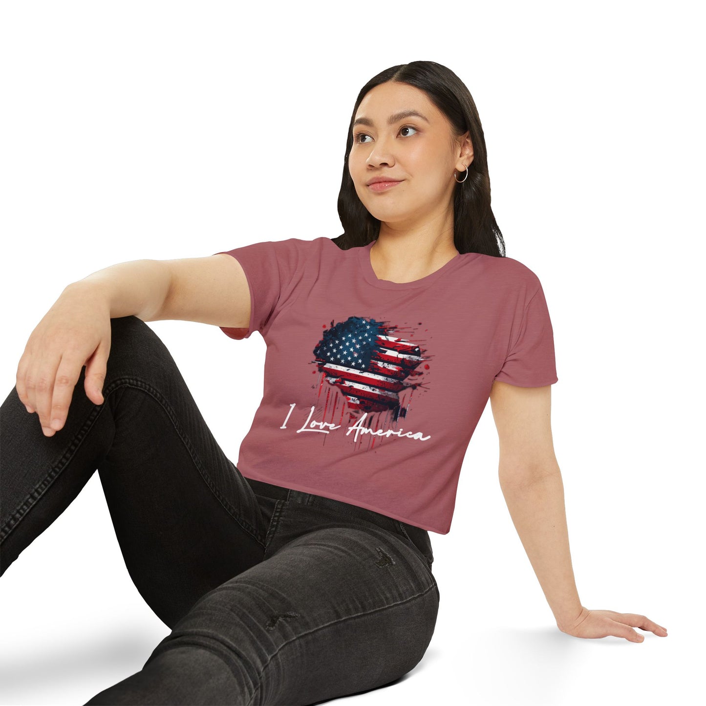 I Love America Heart Flag Crop Top