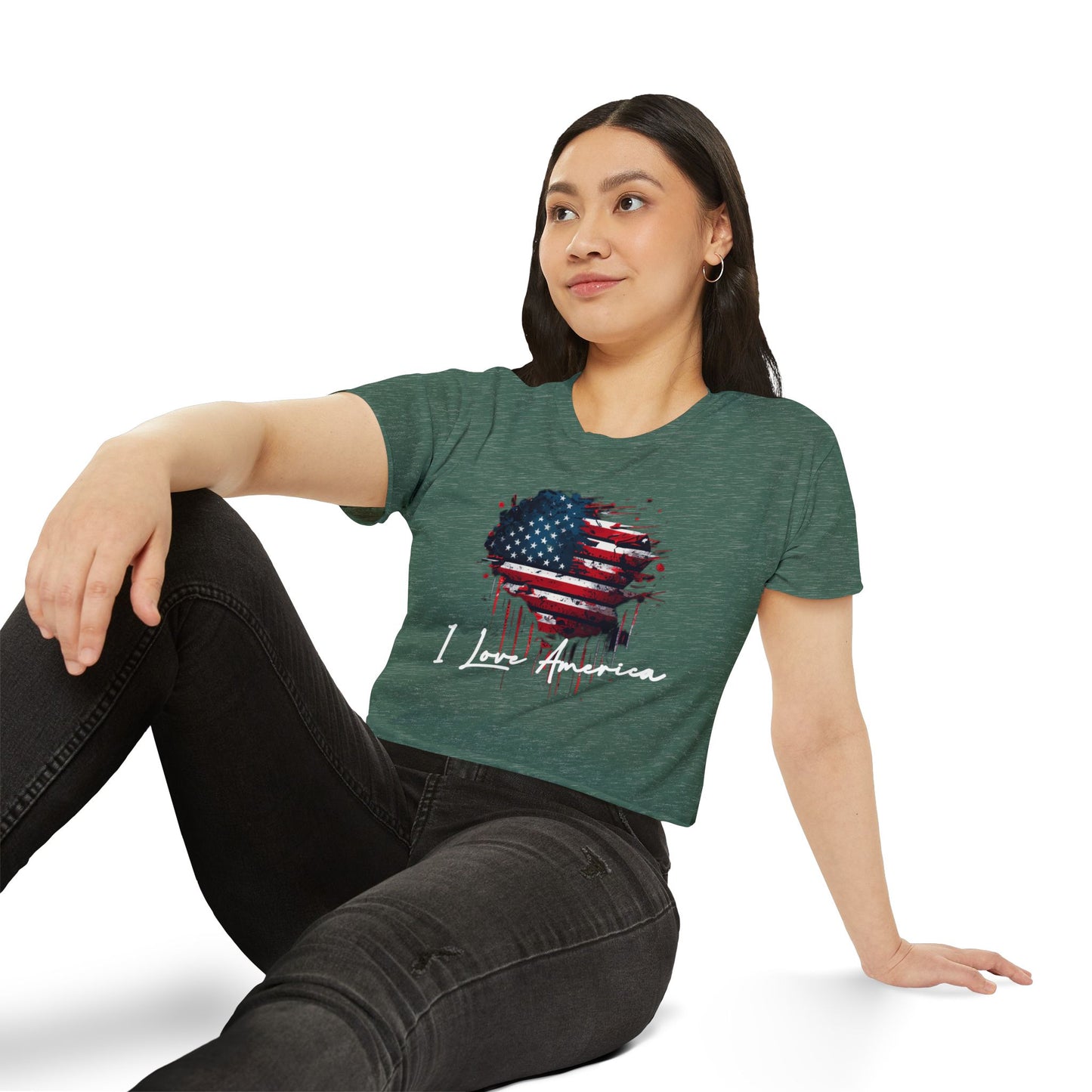 I Love America Heart Flag Crop Top