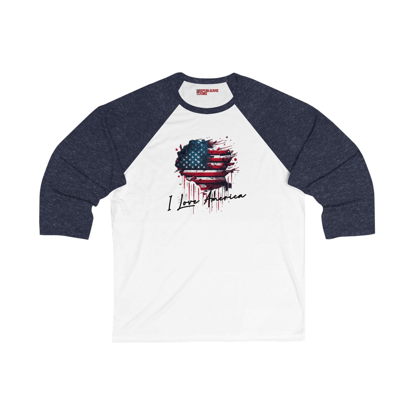 I Love America 3/4 Sleeve Unisex Baseball Tee