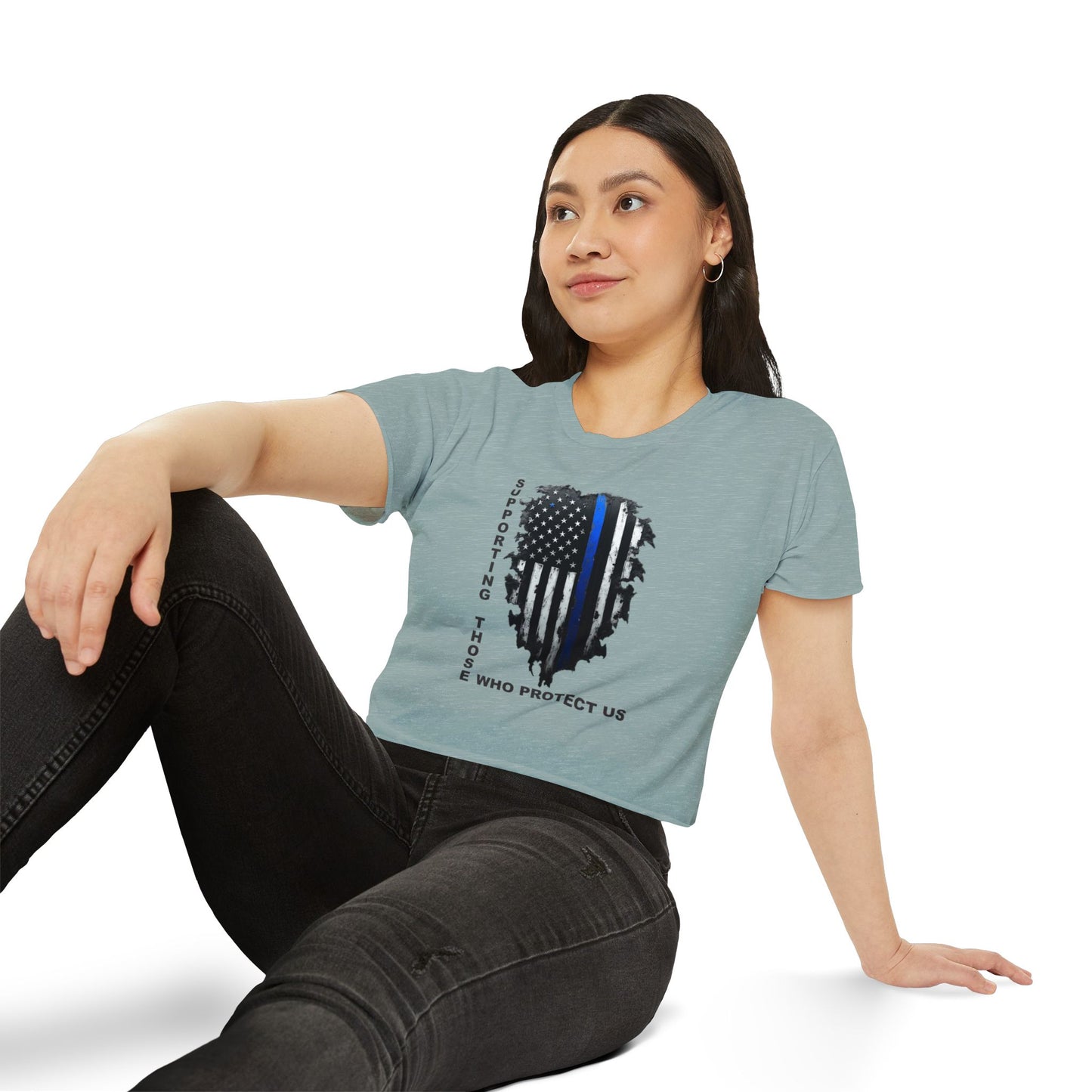 Supporting Those Who Protect Us Patriotic Crop Top