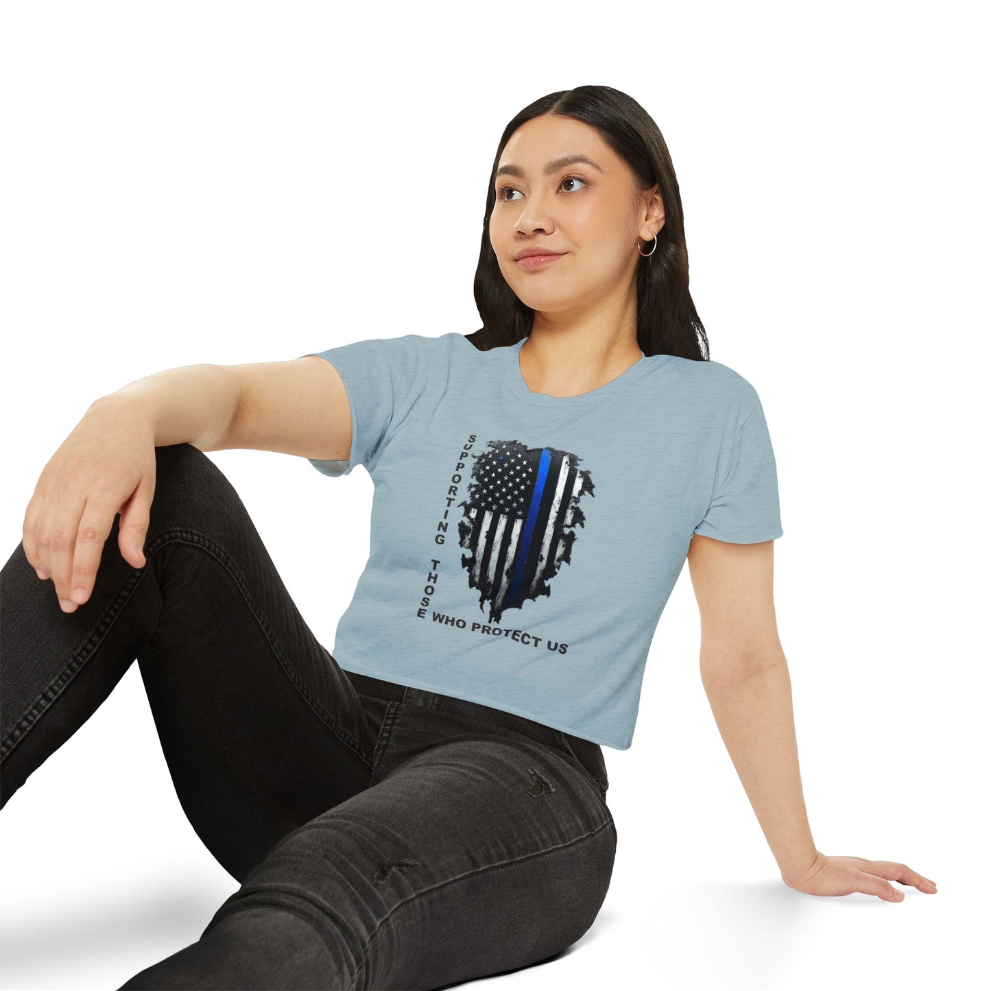 Supporting Those Who Protect Us Patriotic Crop Top