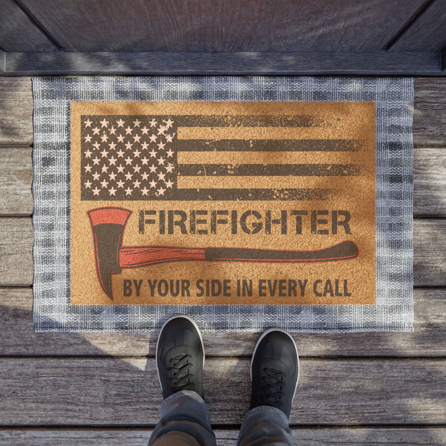 Firefighter Pride Doormat – By Your Side in Every Call