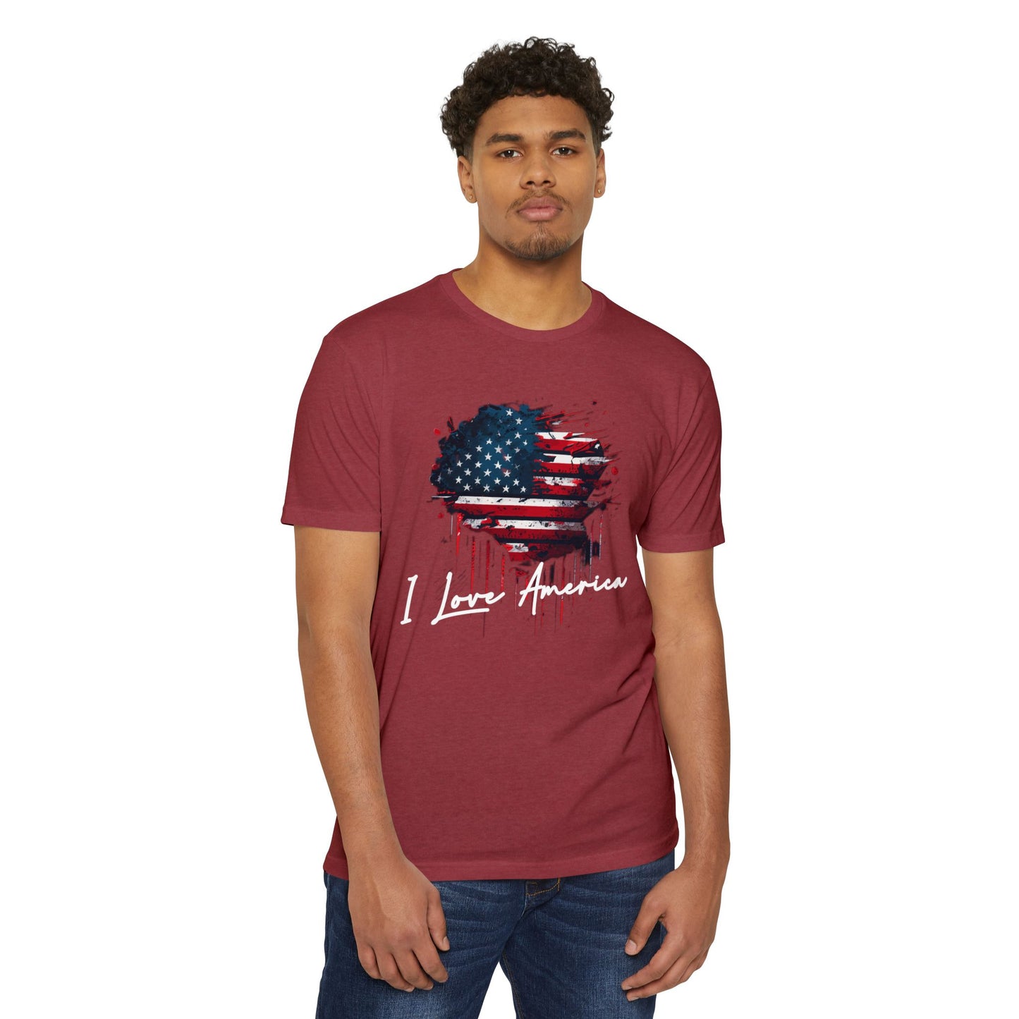 I Love America Heart Flag Unisex T-Shirt