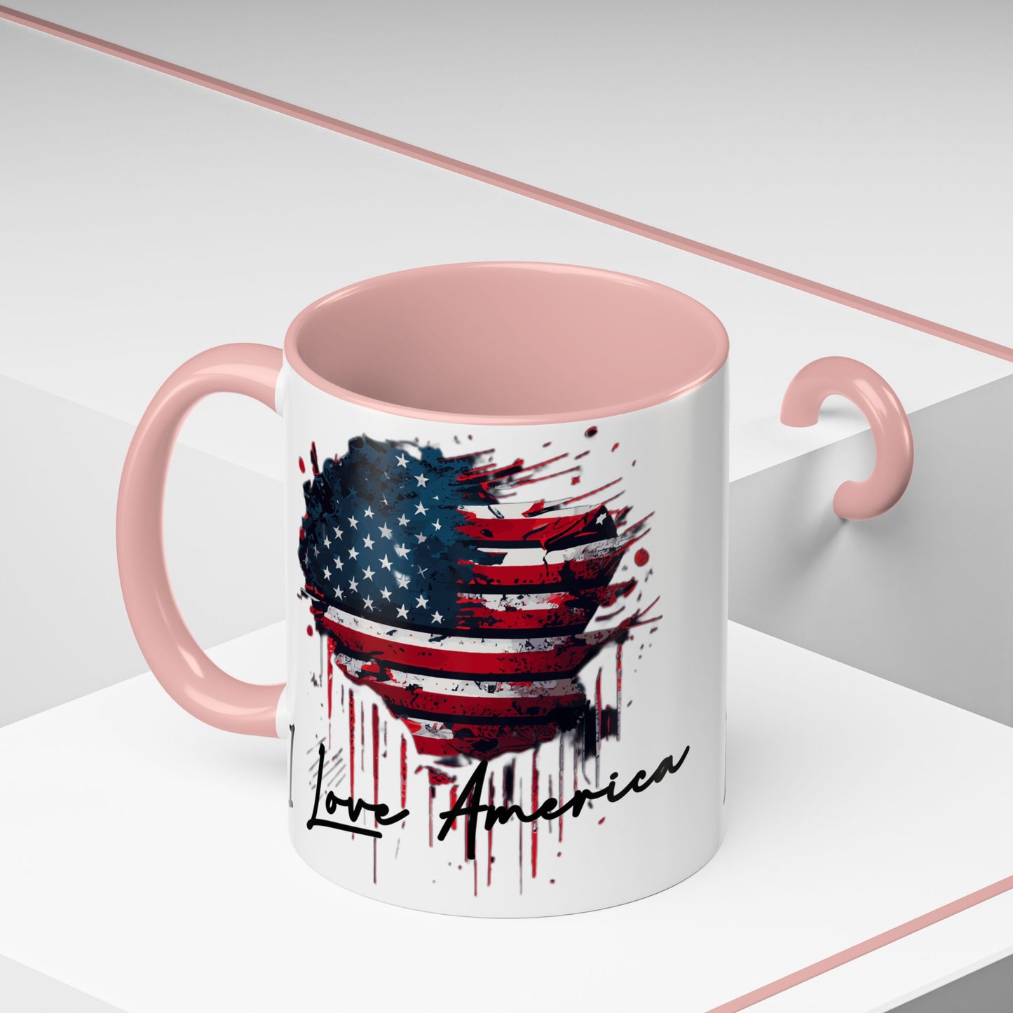 I Love America Heart Flag Coffee Mug