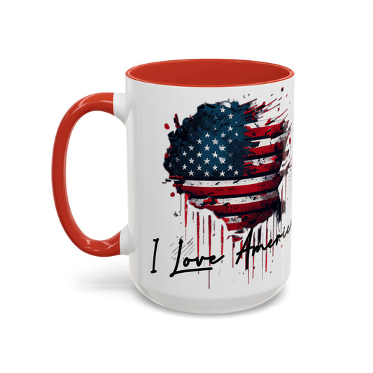I Love America Heart Flag Coffee Mug
