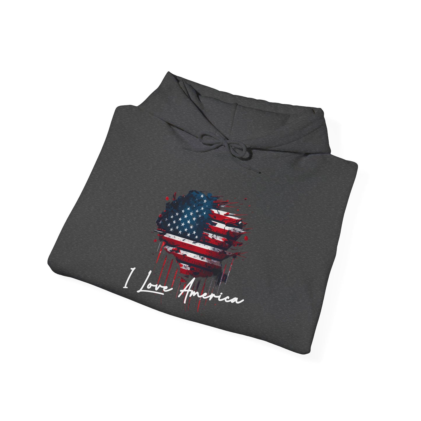 I Love America Heart Flag Unisex Hoodie Sweatshirt