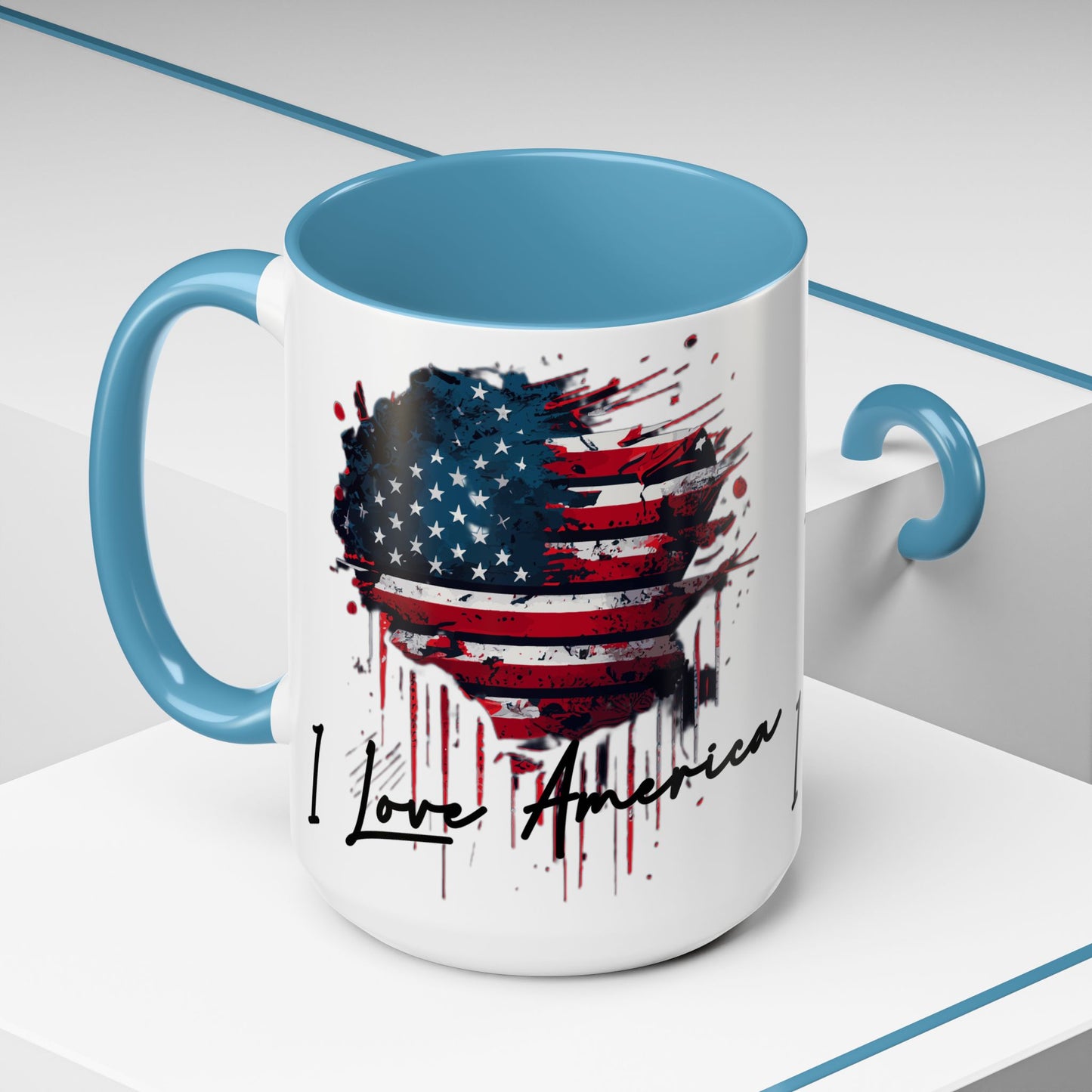 I Love America Heart Flag Coffee Mug