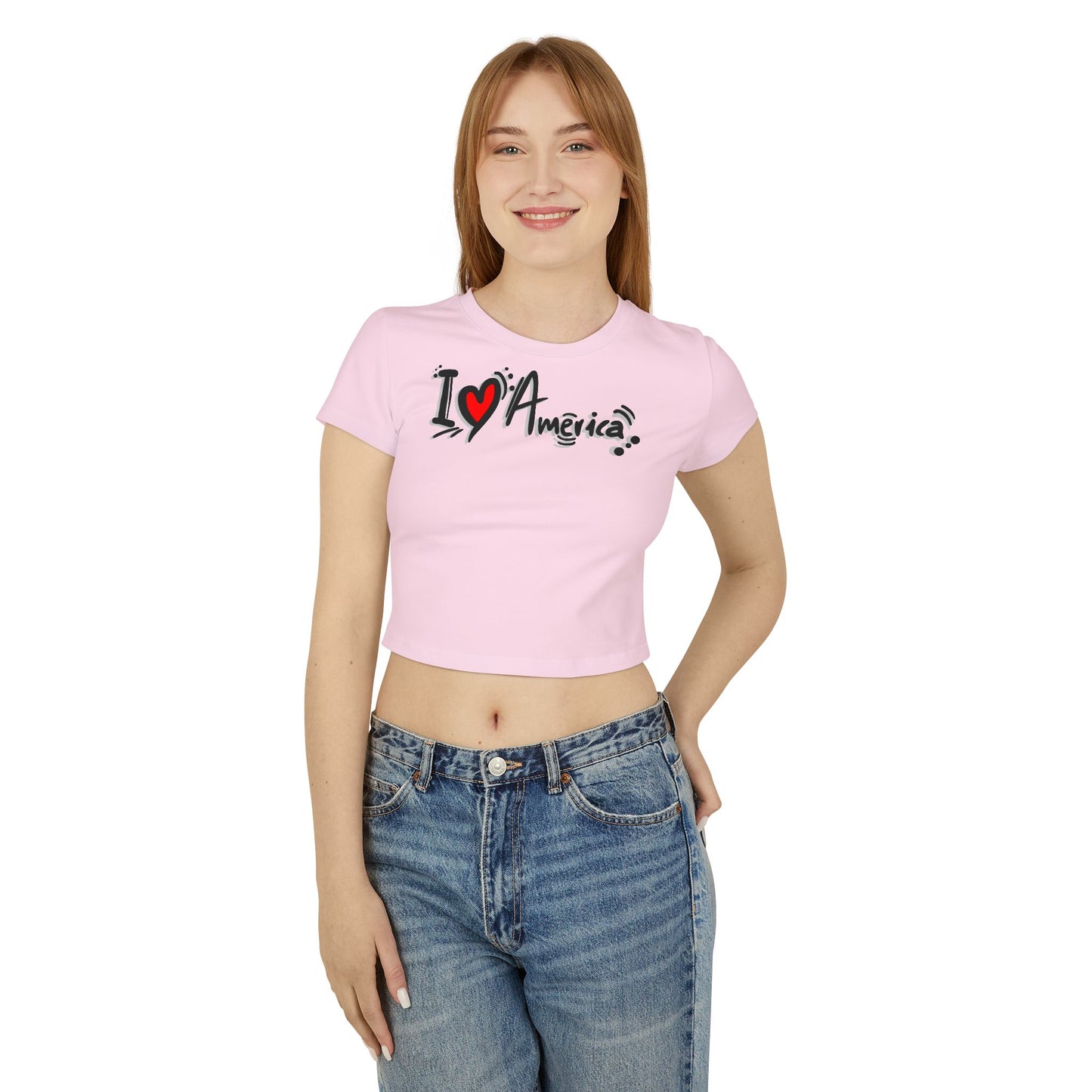 Women's Baby Tee - I Love America Design