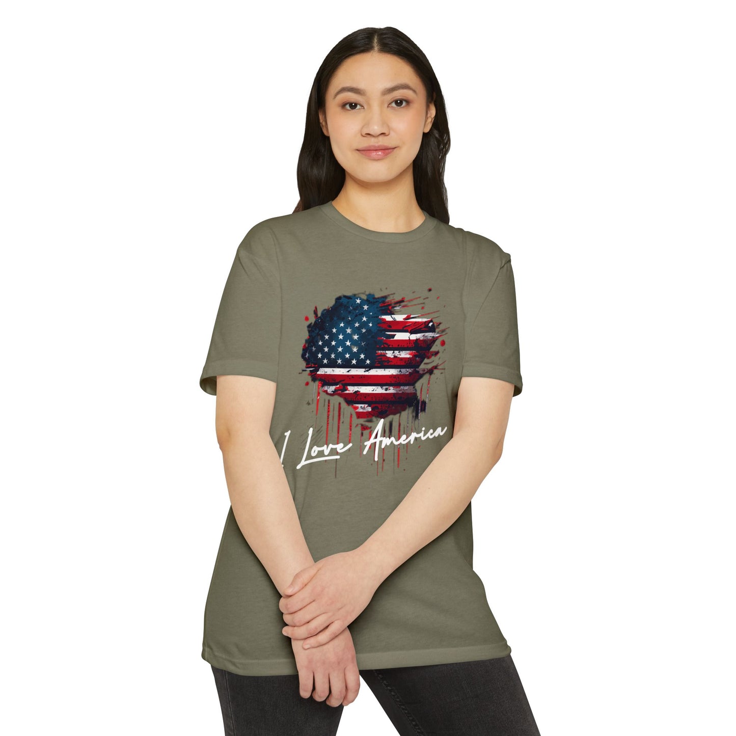 I Love America Heart Flag Unisex T-Shirt