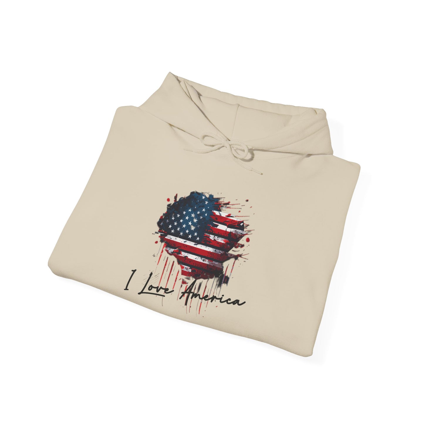 I Love America Heart Flag Unisex Hoodie Sweatshirt