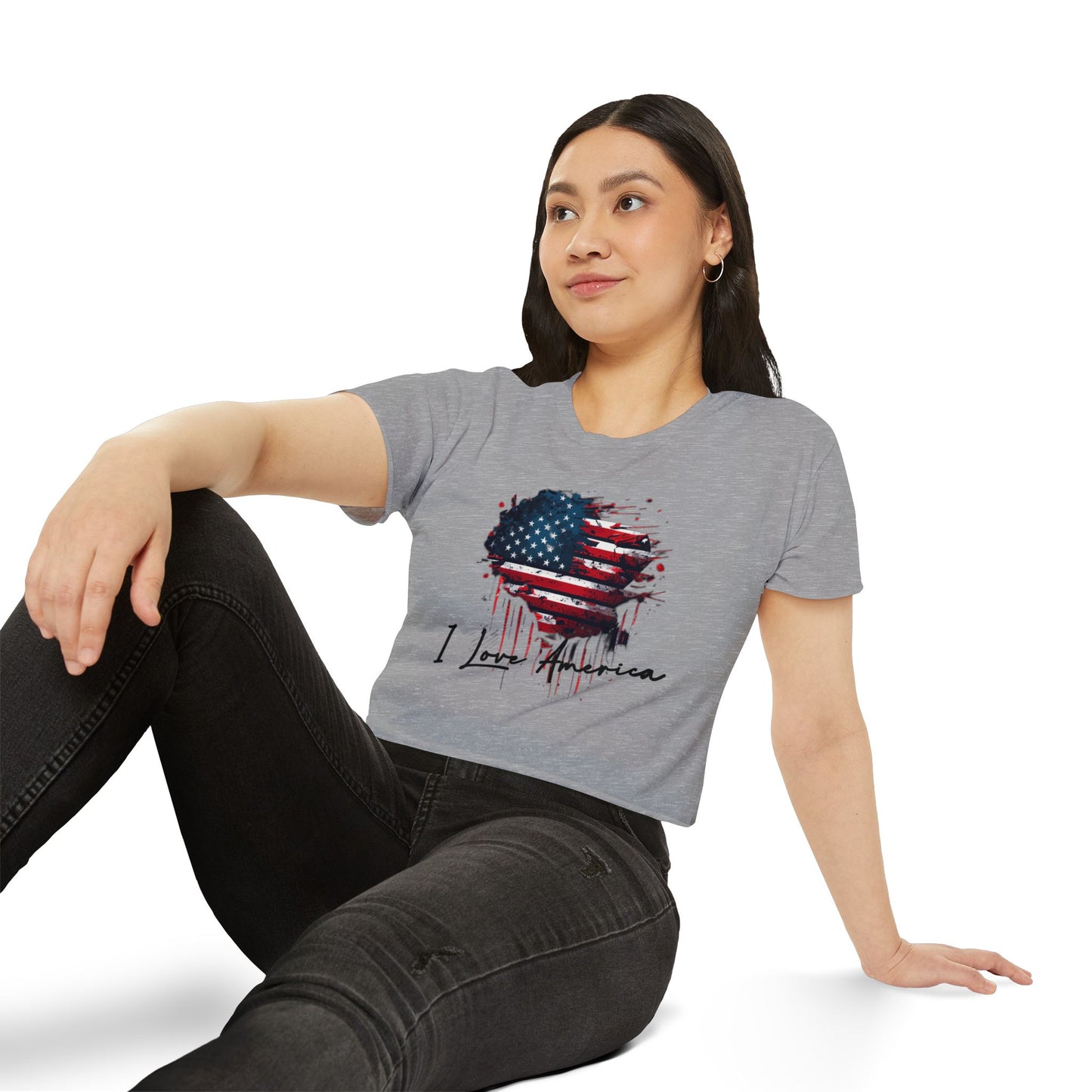 I Love America Heart Flag Crop Top