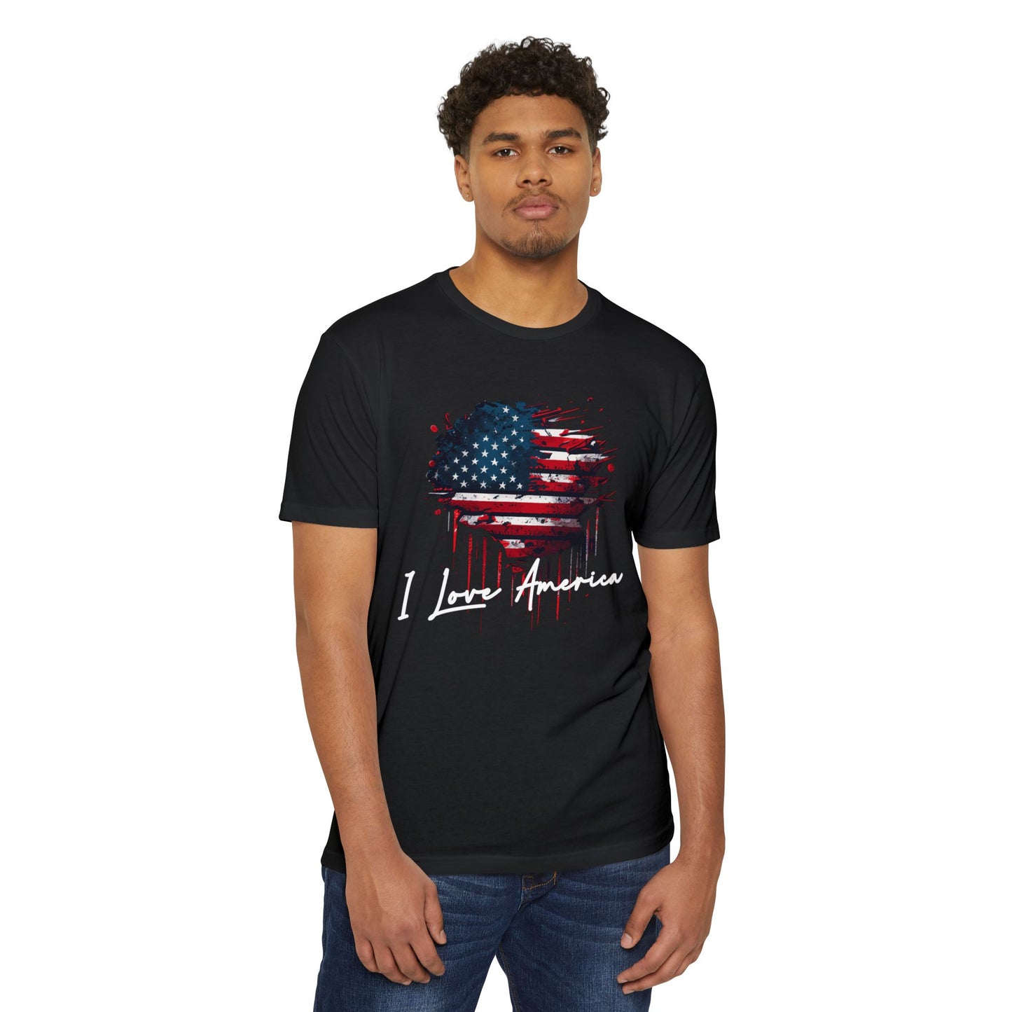 I Love America Heart Flag Unisex T-Shirt