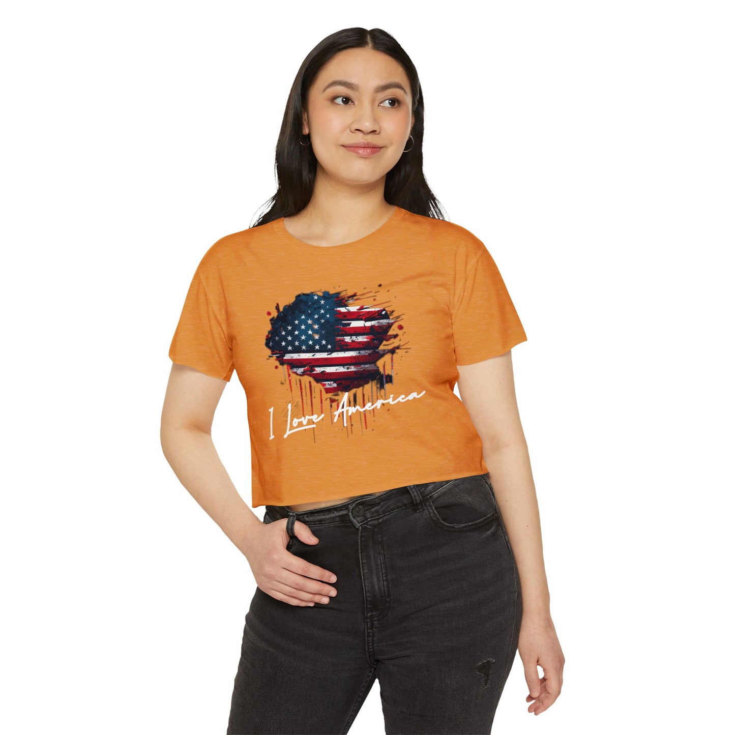 I Love America Heart Flag Crop Top