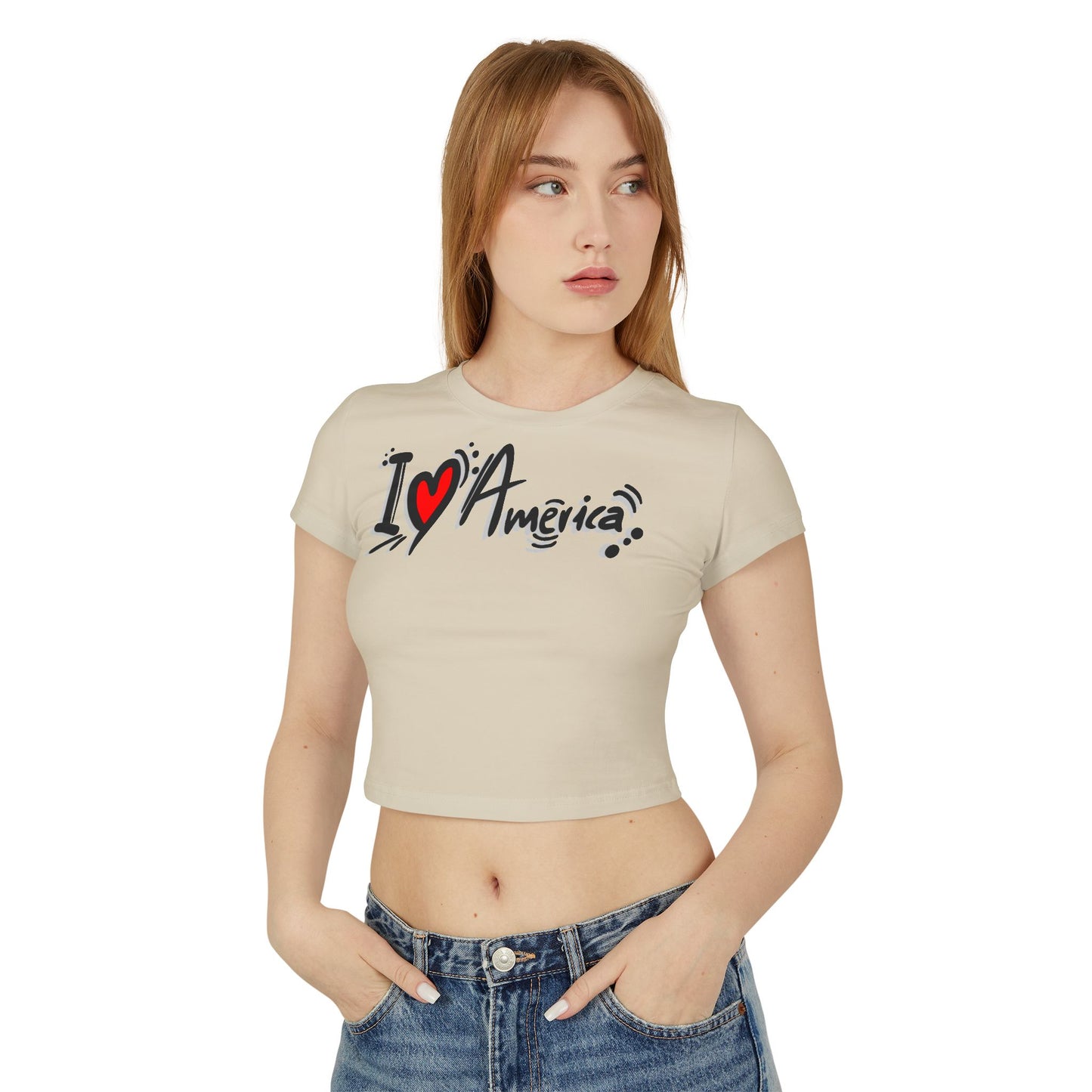 Women's Baby Tee - I Love America Design