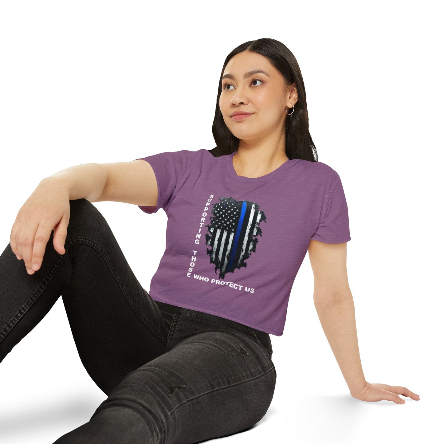 Supporting Those Who Protect Us Patriotic Crop Top
