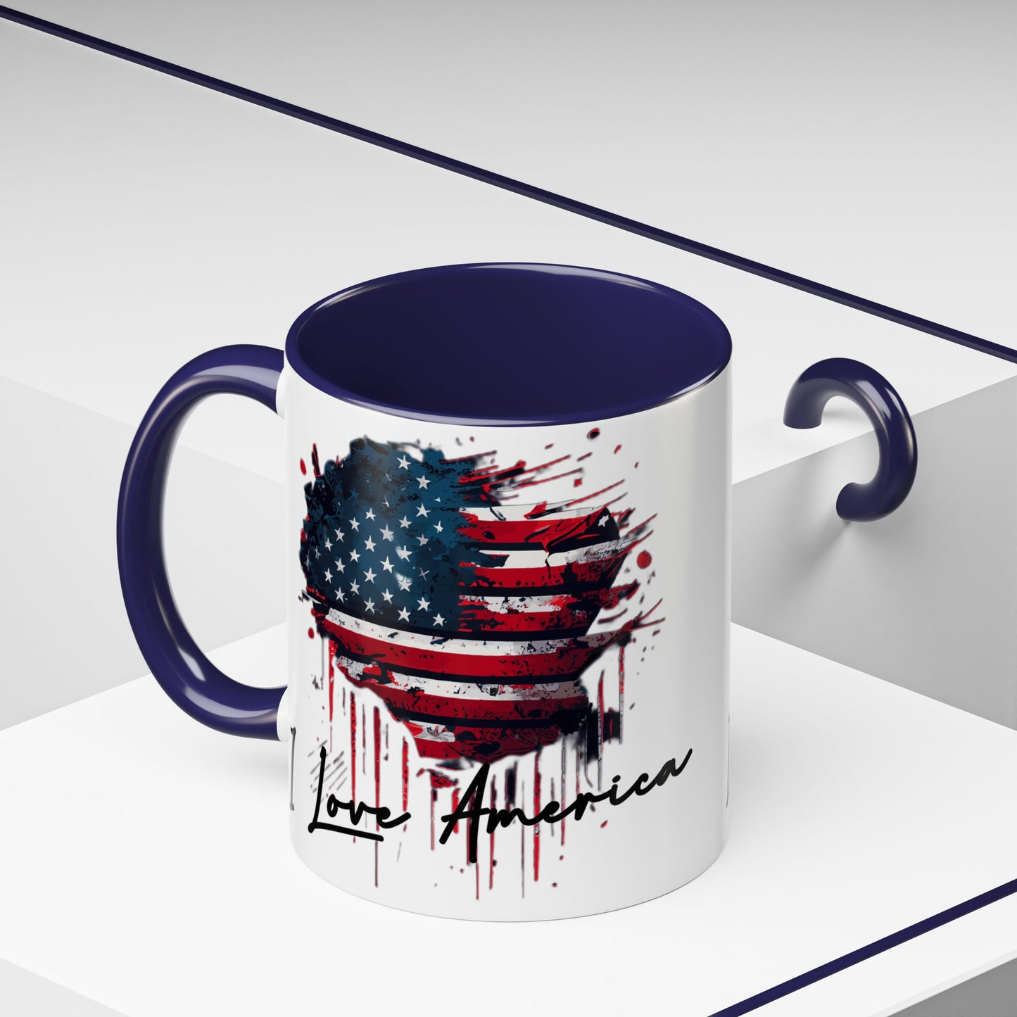 I Love America Heart Flag Coffee Mug