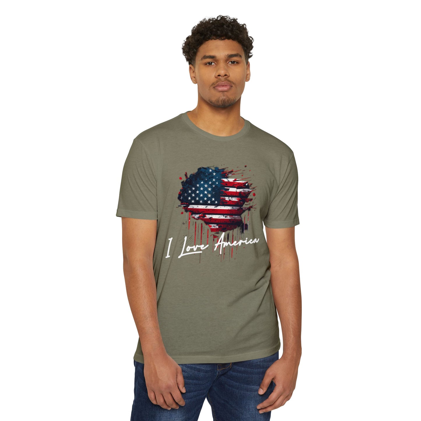 I Love America Heart Flag Unisex T-Shirt