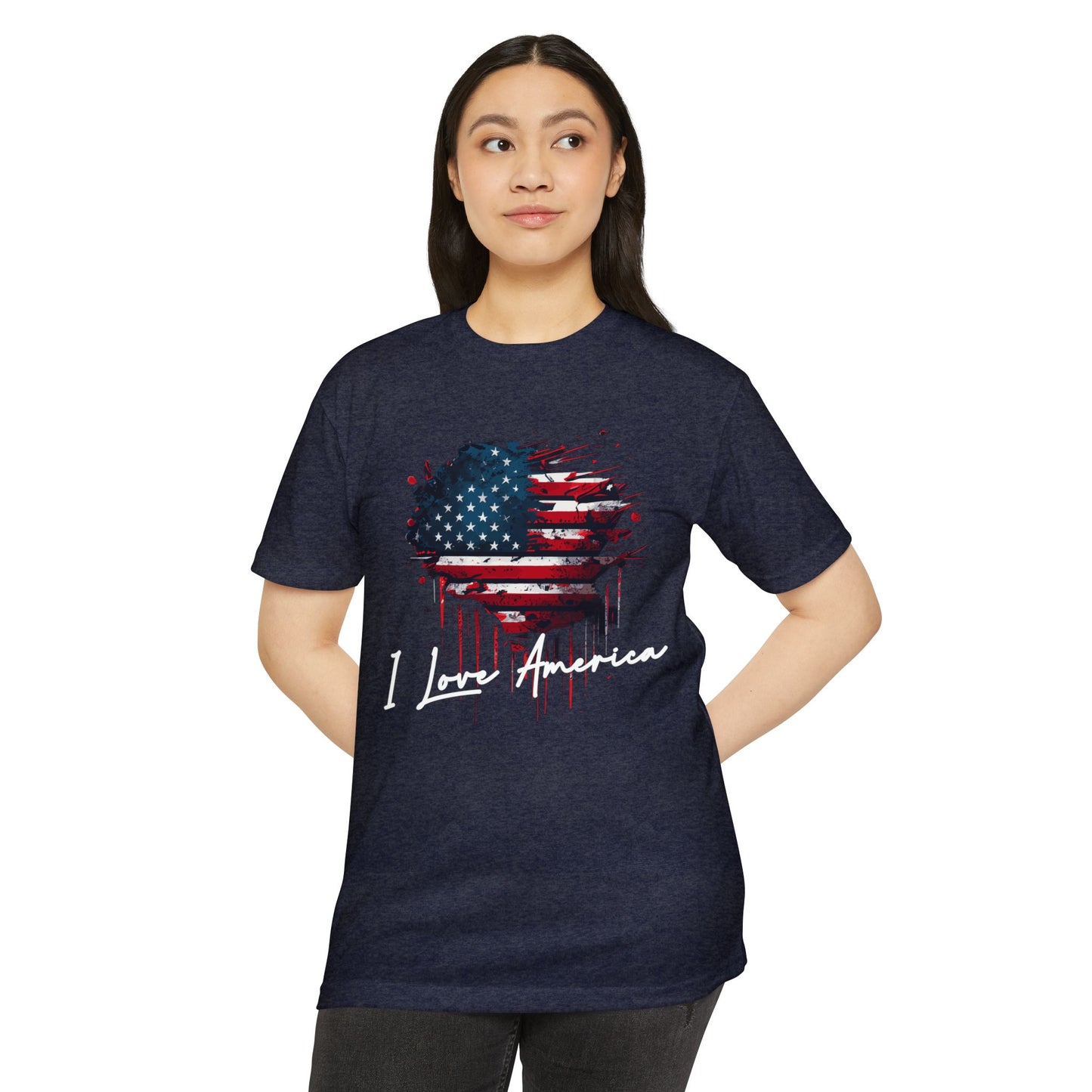 I Love America Heart Flag Unisex T-Shirt