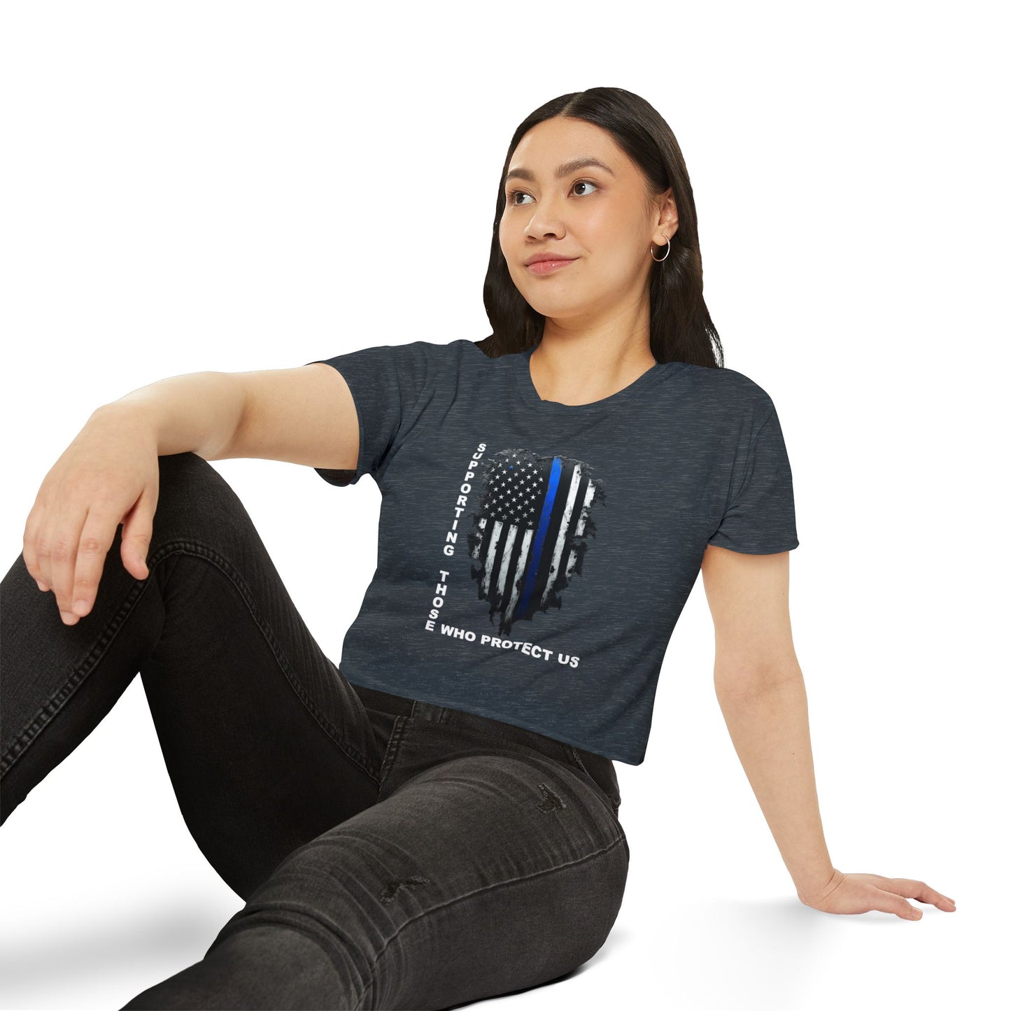Supporting Those Who Protect Us Patriotic Crop Top