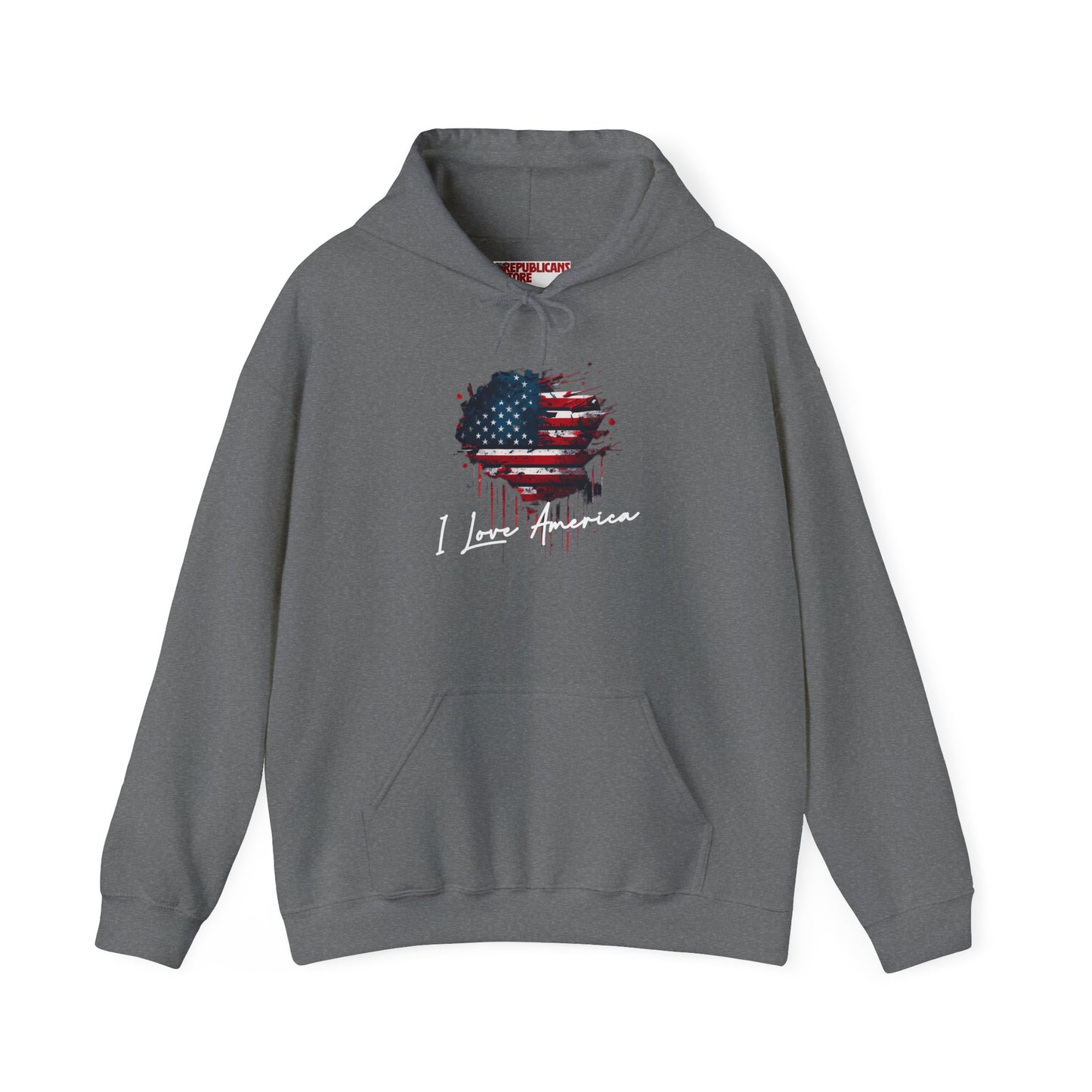 I Love America Heart Flag Unisex Hoodie Sweatshirt