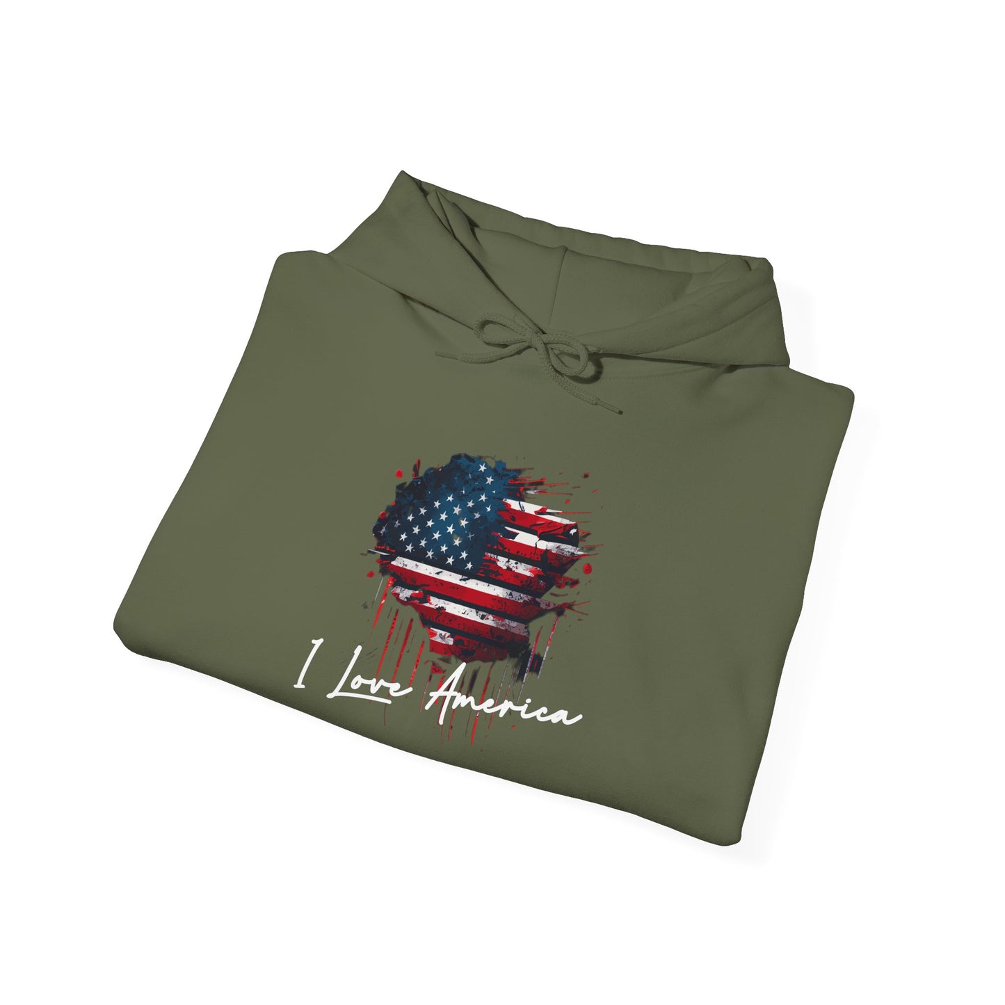 I Love America Heart Flag Unisex Hoodie Sweatshirt