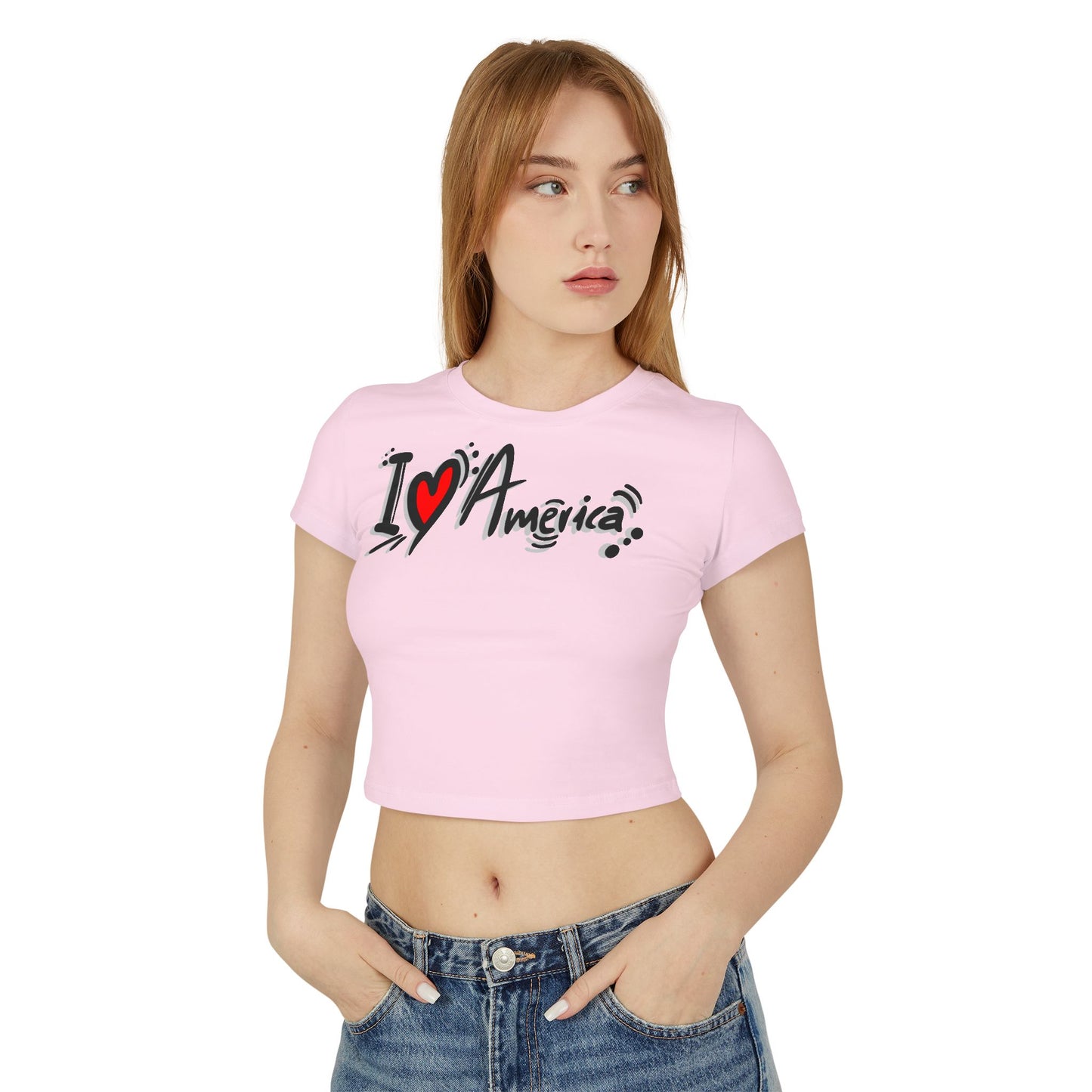 Women's Baby Tee - I Love America Design
