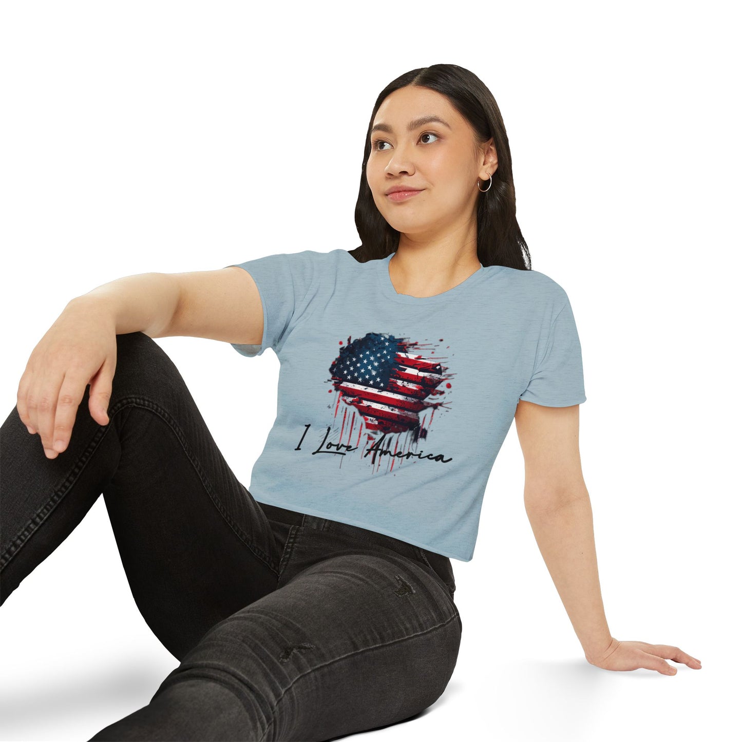 I Love America Heart Flag Crop Top