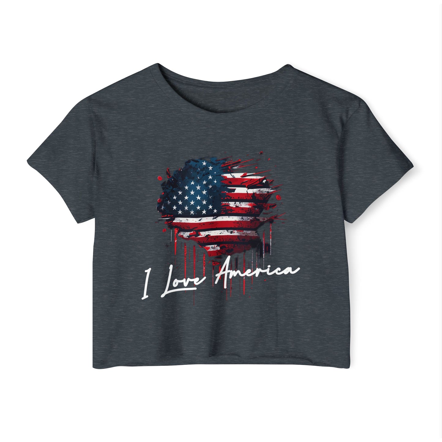 I Love America Heart Flag Crop Top