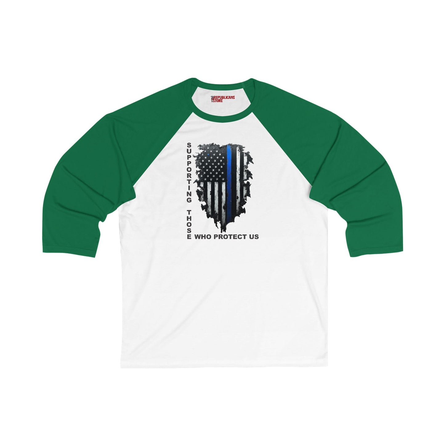 Supporting Those Who Protect Us Patriotic Baseball Tee