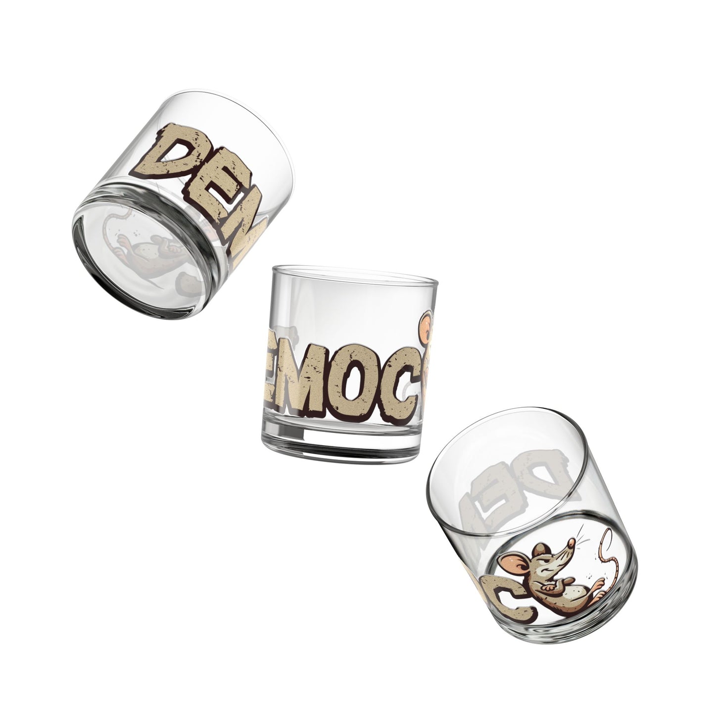 Democ-Rat Funny Political Whiskey Glass