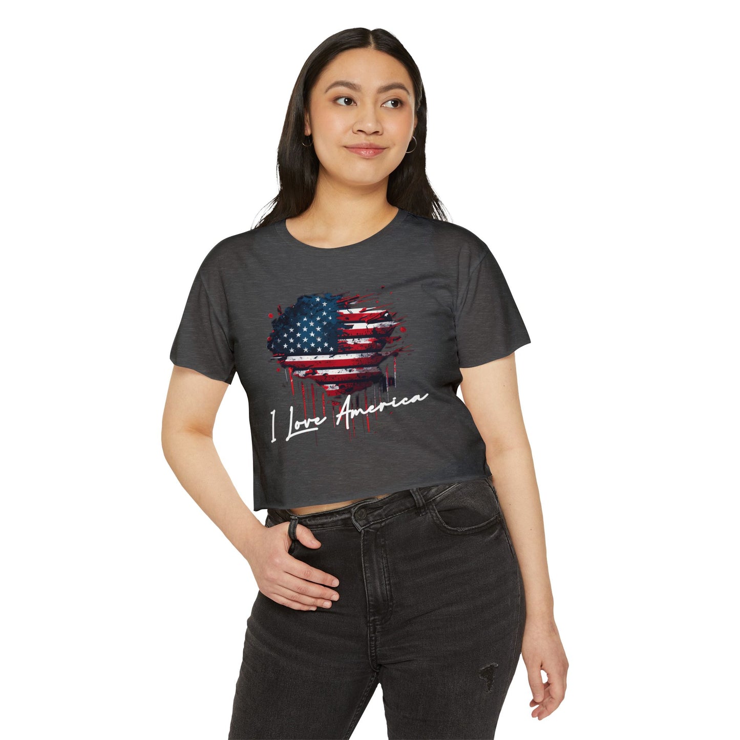 I Love America Heart Flag Crop Top