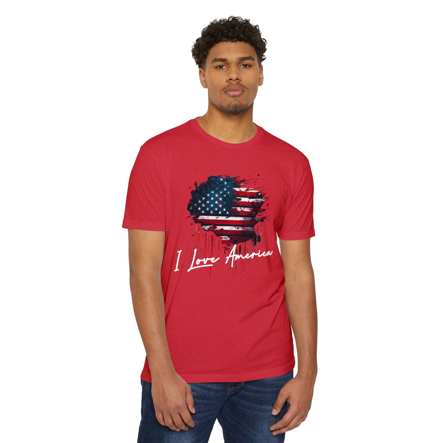 I Love America Heart Flag Unisex T-Shirt