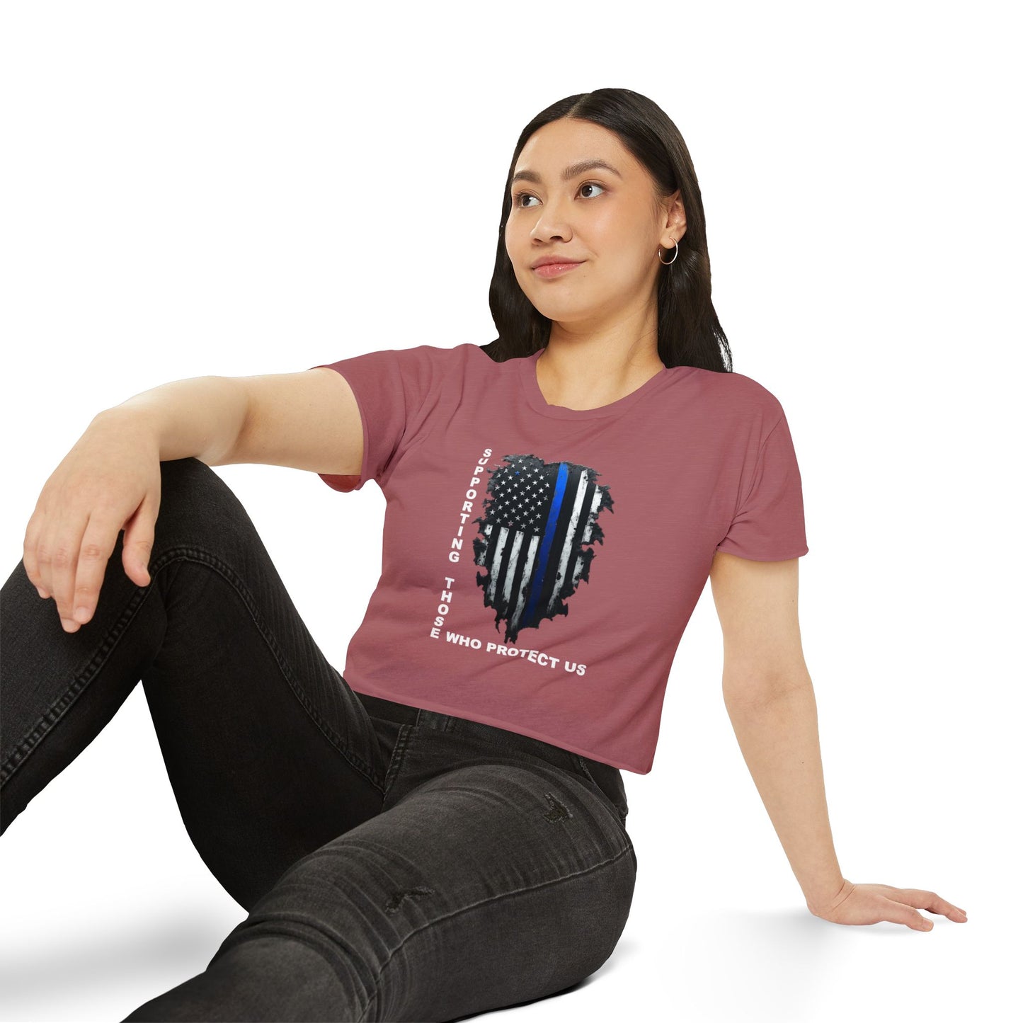 Supporting Those Who Protect Us Patriotic Crop Top