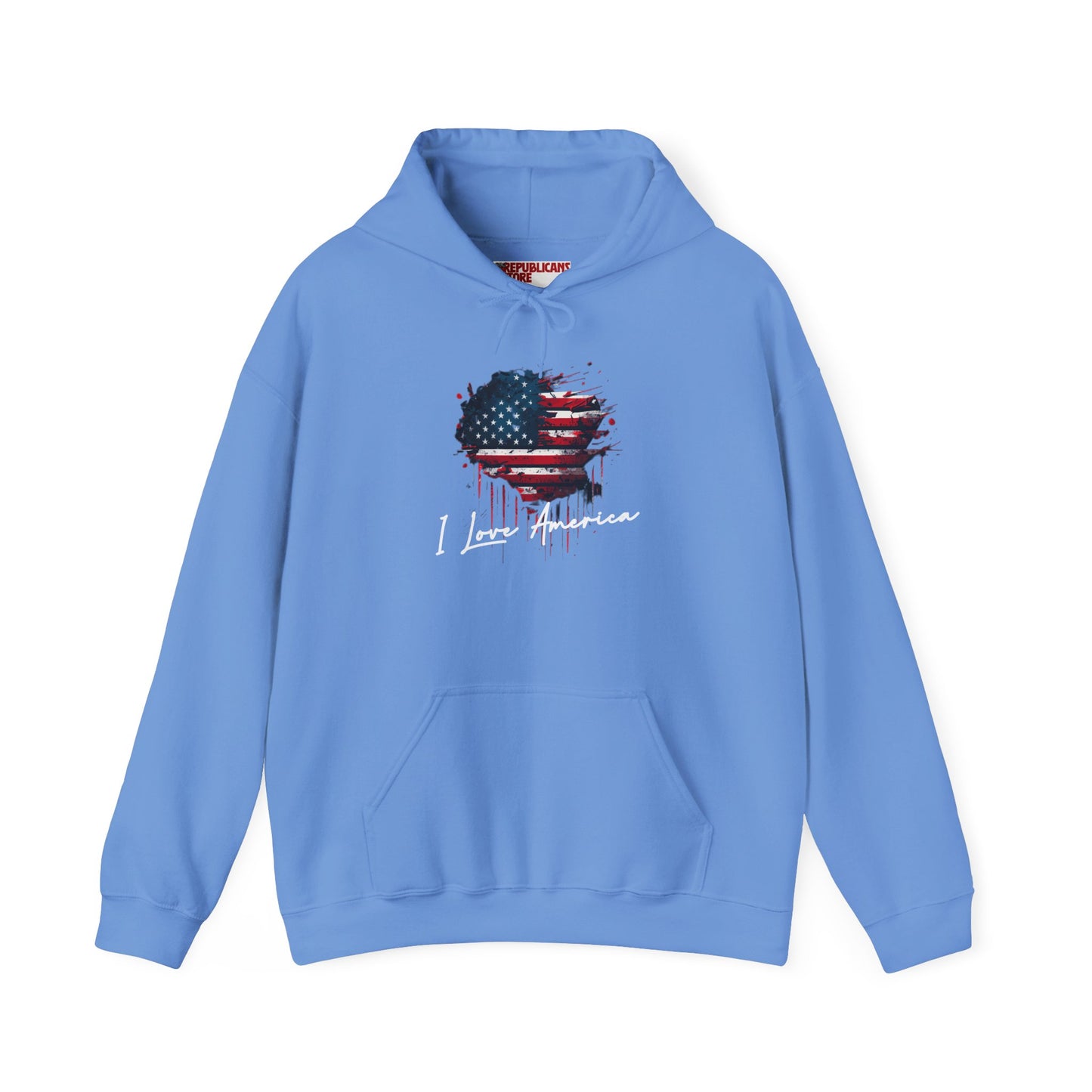 I Love America Heart Flag Unisex Hoodie Sweatshirt