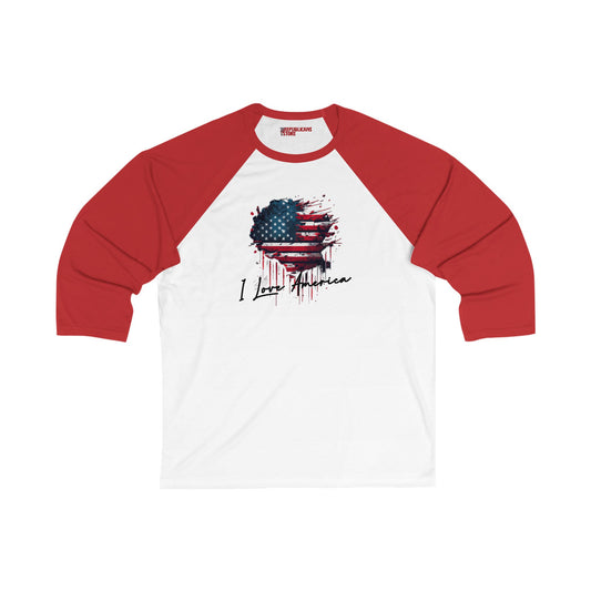 I Love America 3/4 Sleeve Unisex Baseball Tee