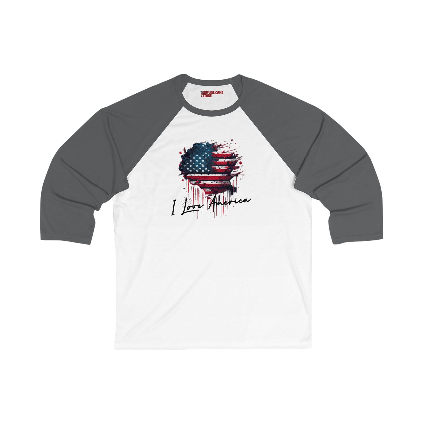 I Love America 3/4 Sleeve Unisex Baseball Tee