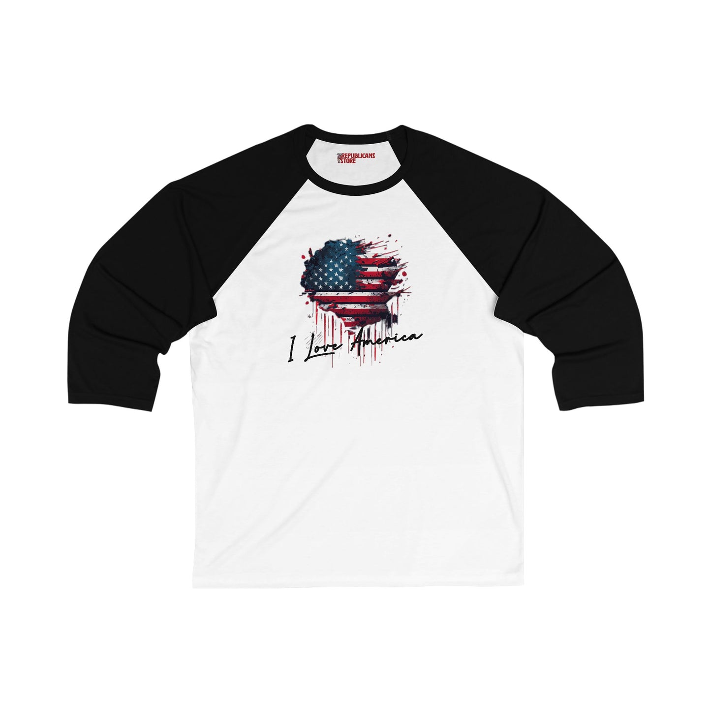 I Love America 3/4 Sleeve Unisex Baseball Tee