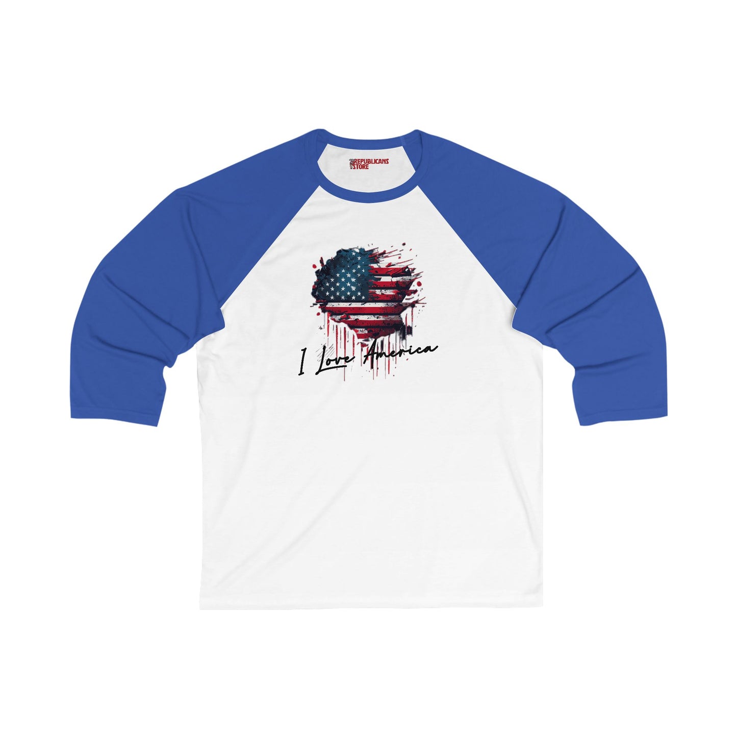 I Love America 3/4 Sleeve Unisex Baseball Tee