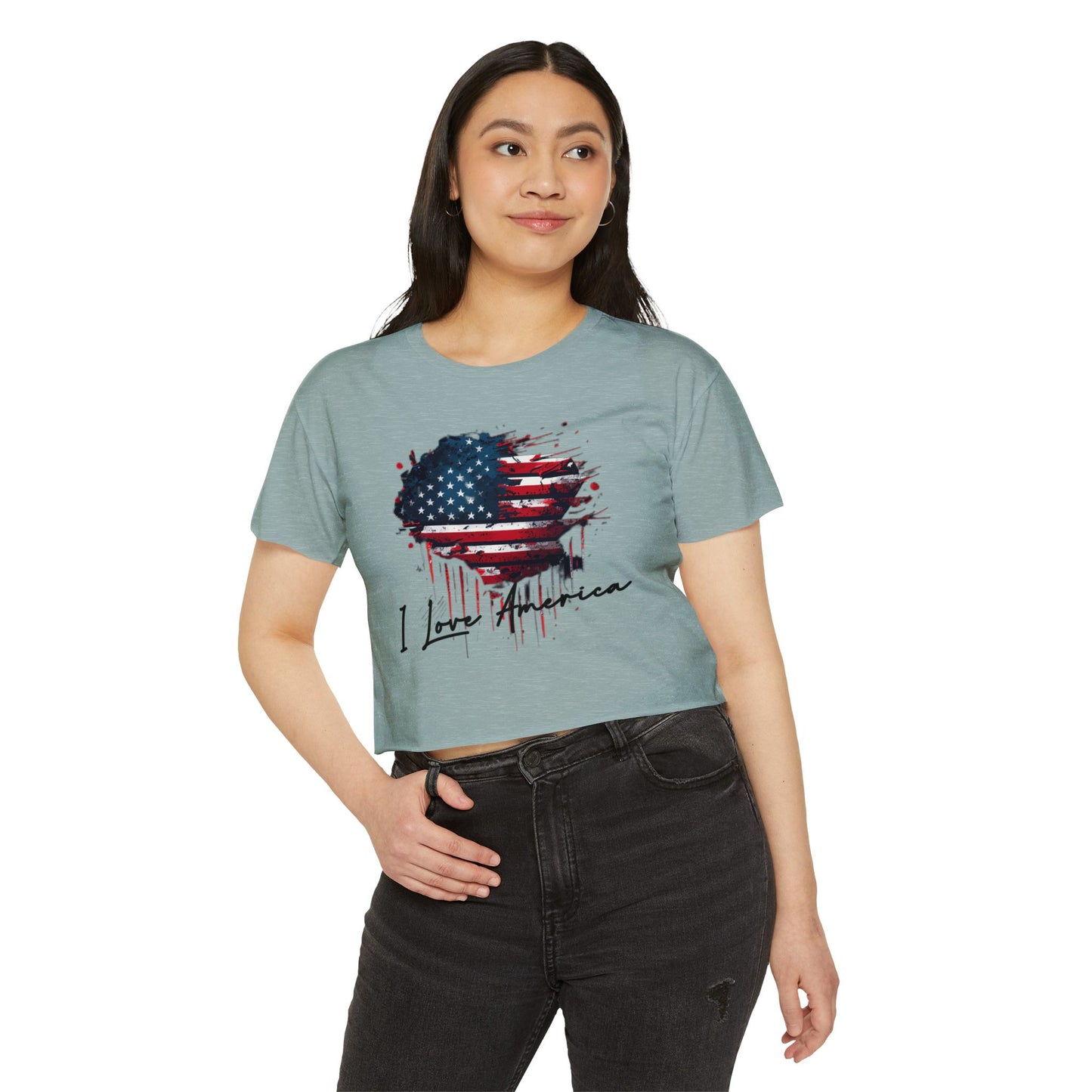 I Love America Heart Flag Crop Top