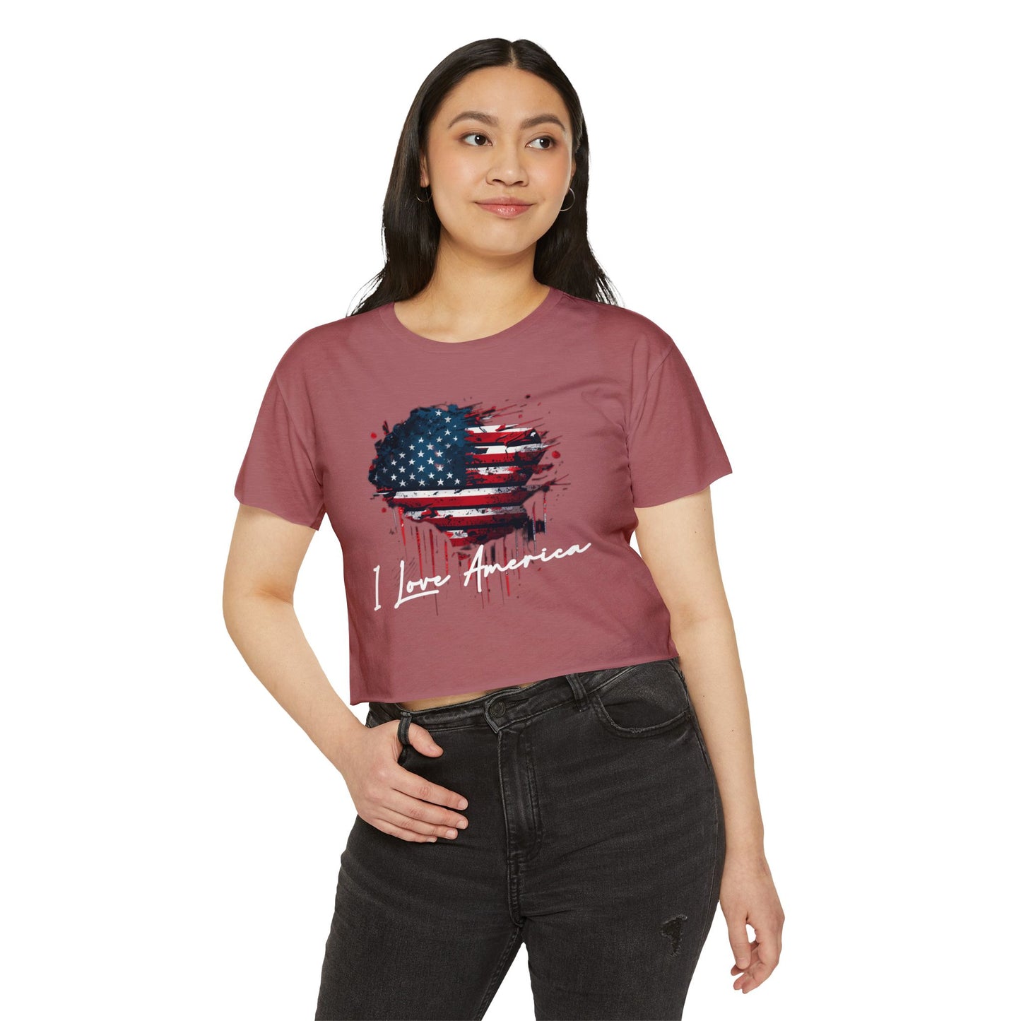 I Love America Heart Flag Crop Top