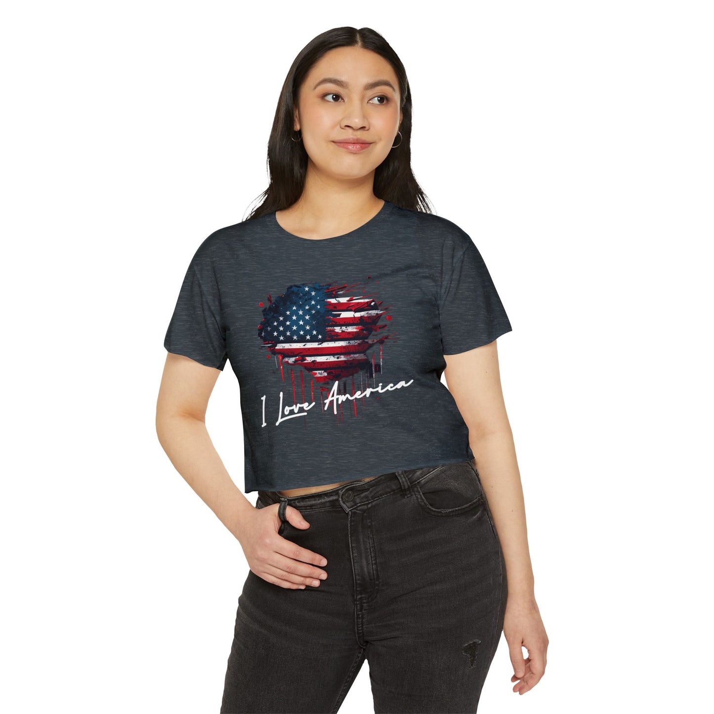 I Love America Heart Flag Crop Top