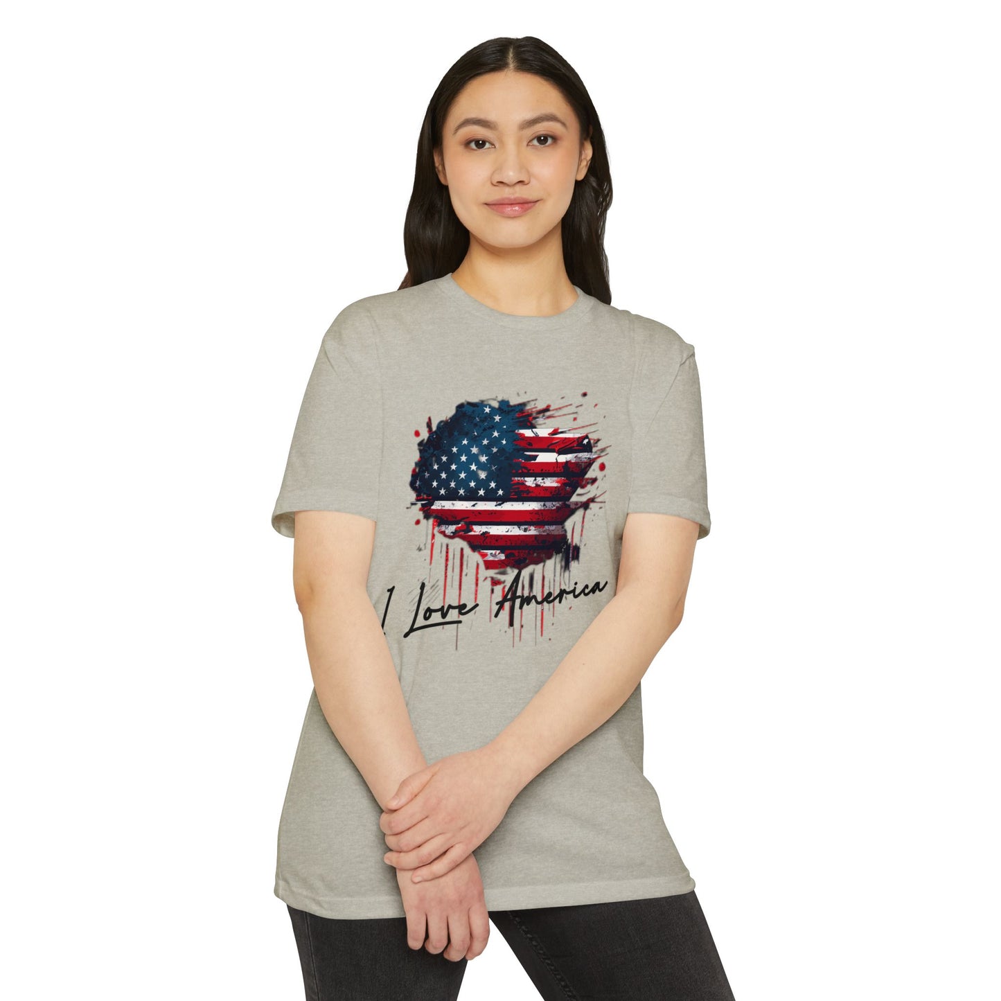 I Love America Heart Flag Unisex T-Shirt