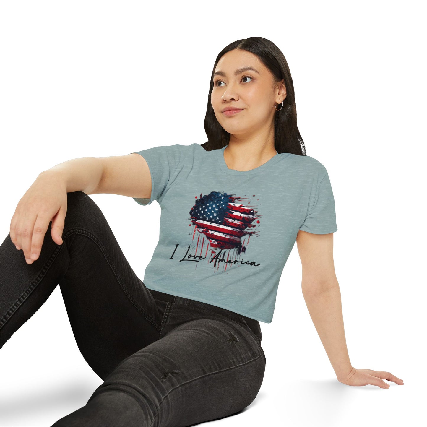 I Love America Heart Flag Crop Top