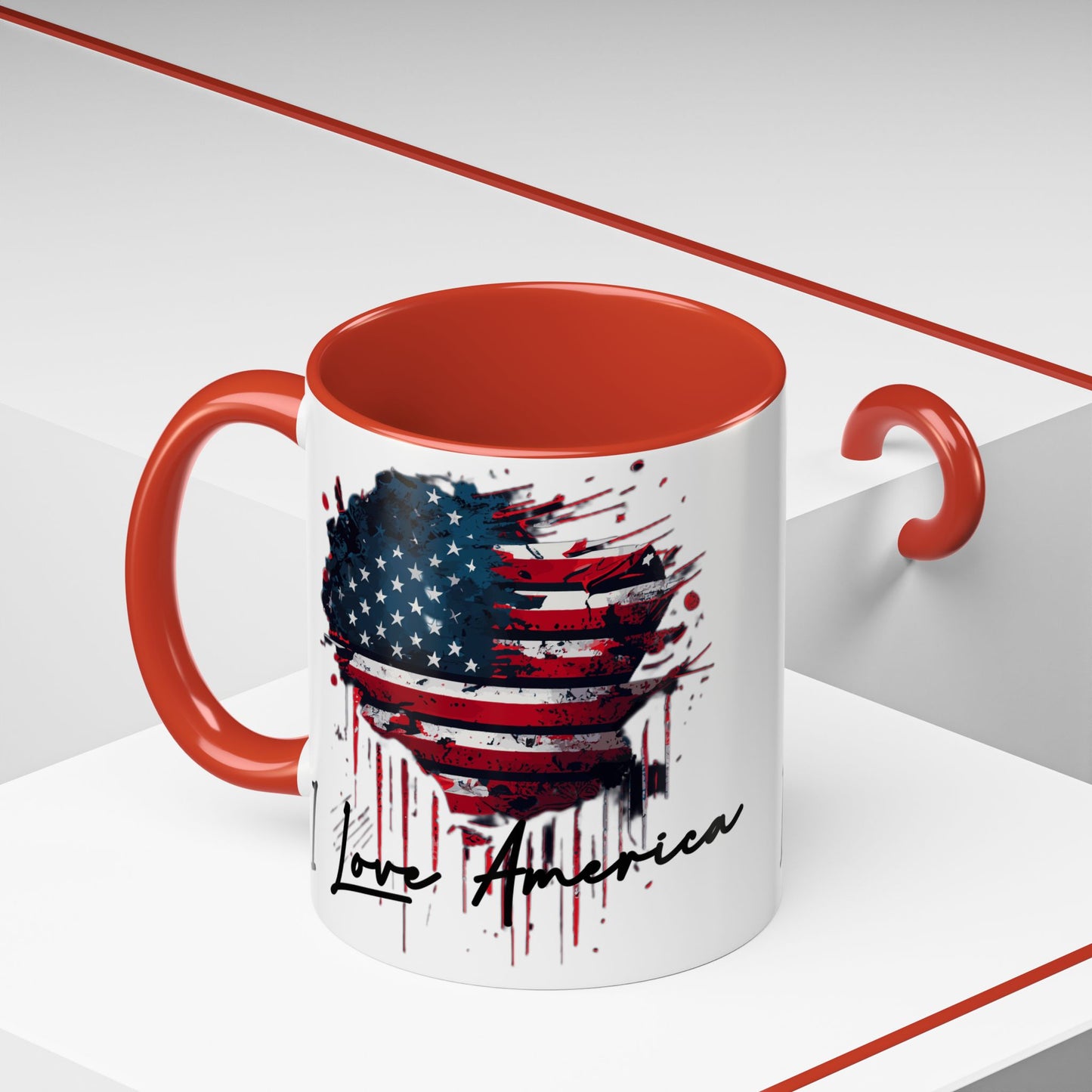 I Love America Heart Flag Coffee Mug
