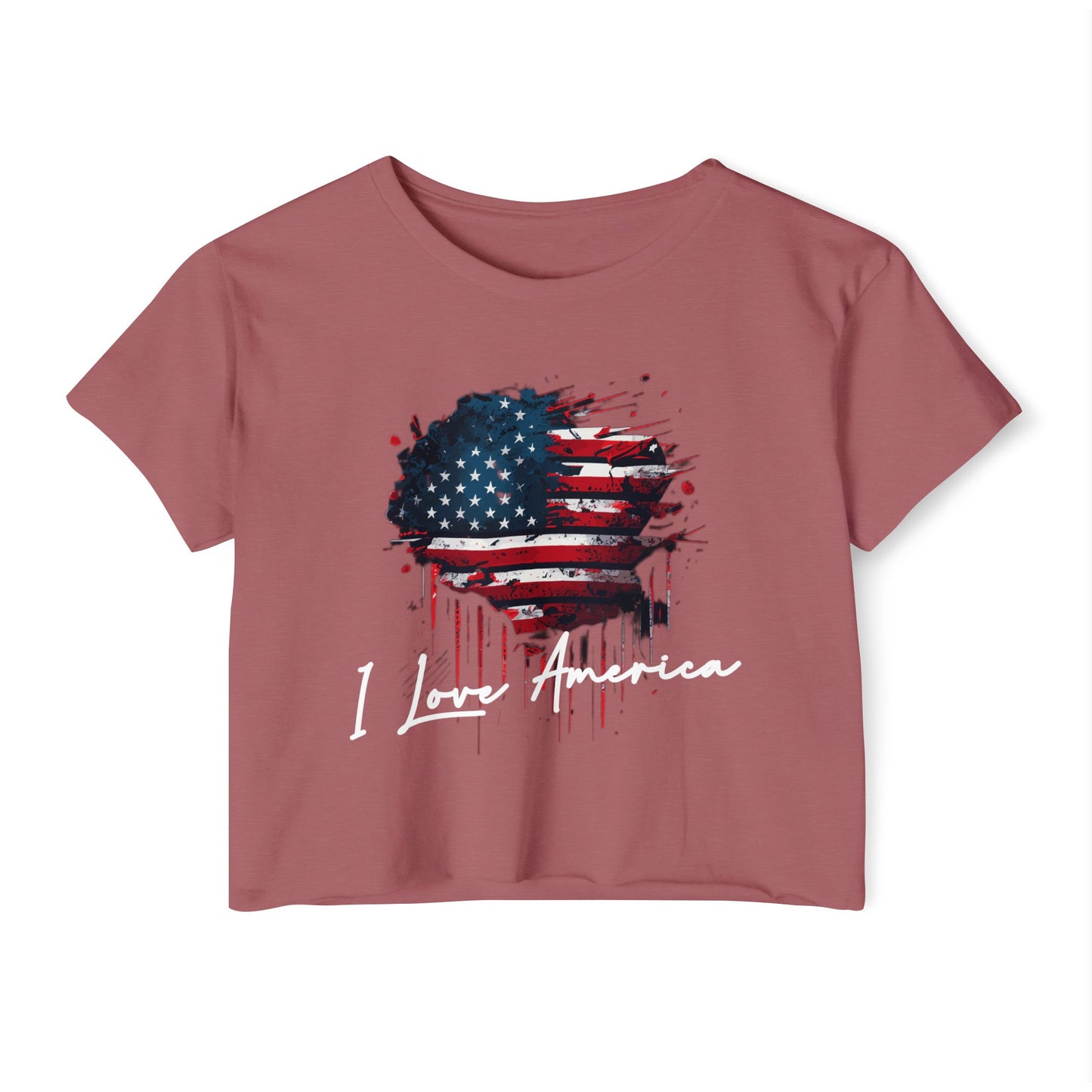 I Love America Heart Flag Crop Top