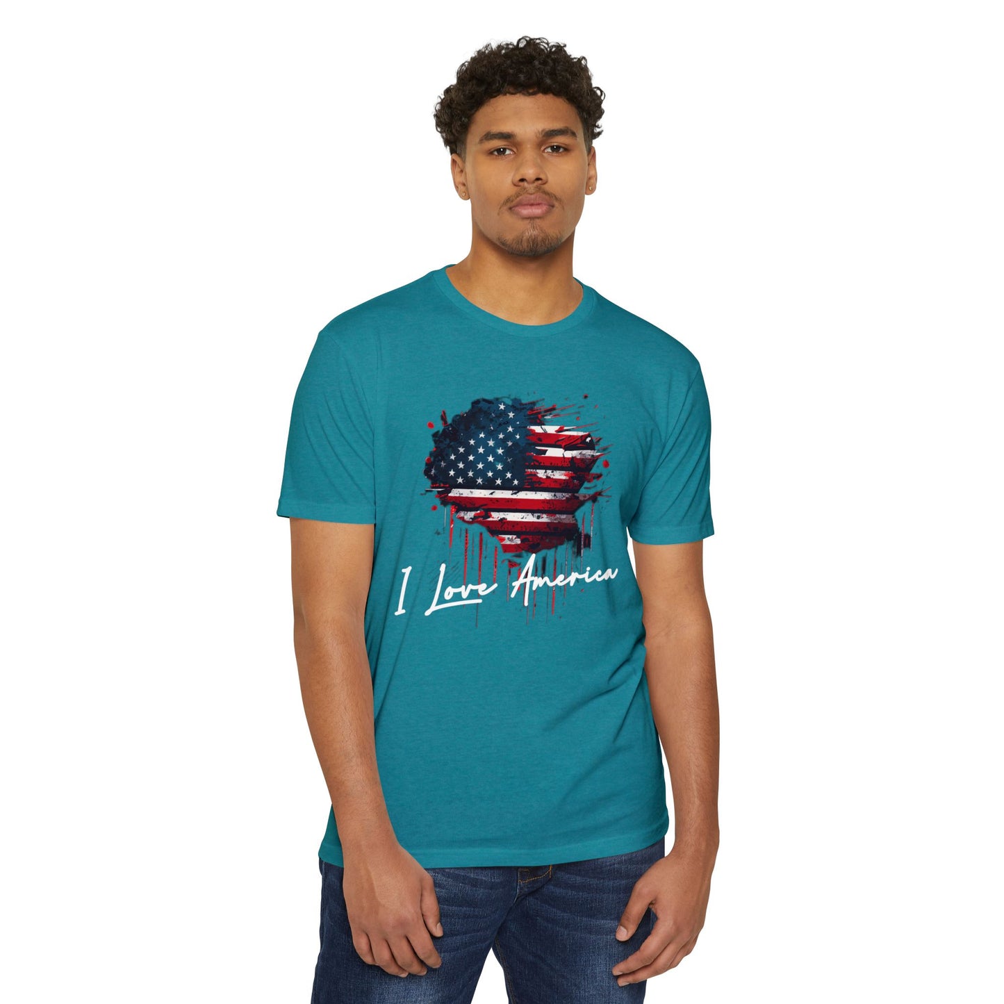 I Love America Heart Flag Unisex T-Shirt