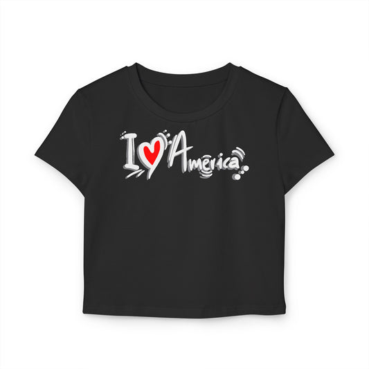 Women's Baby Tee - I Love America Design