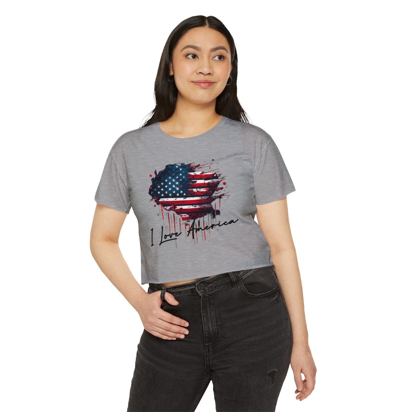 I Love America Heart Flag Crop Top