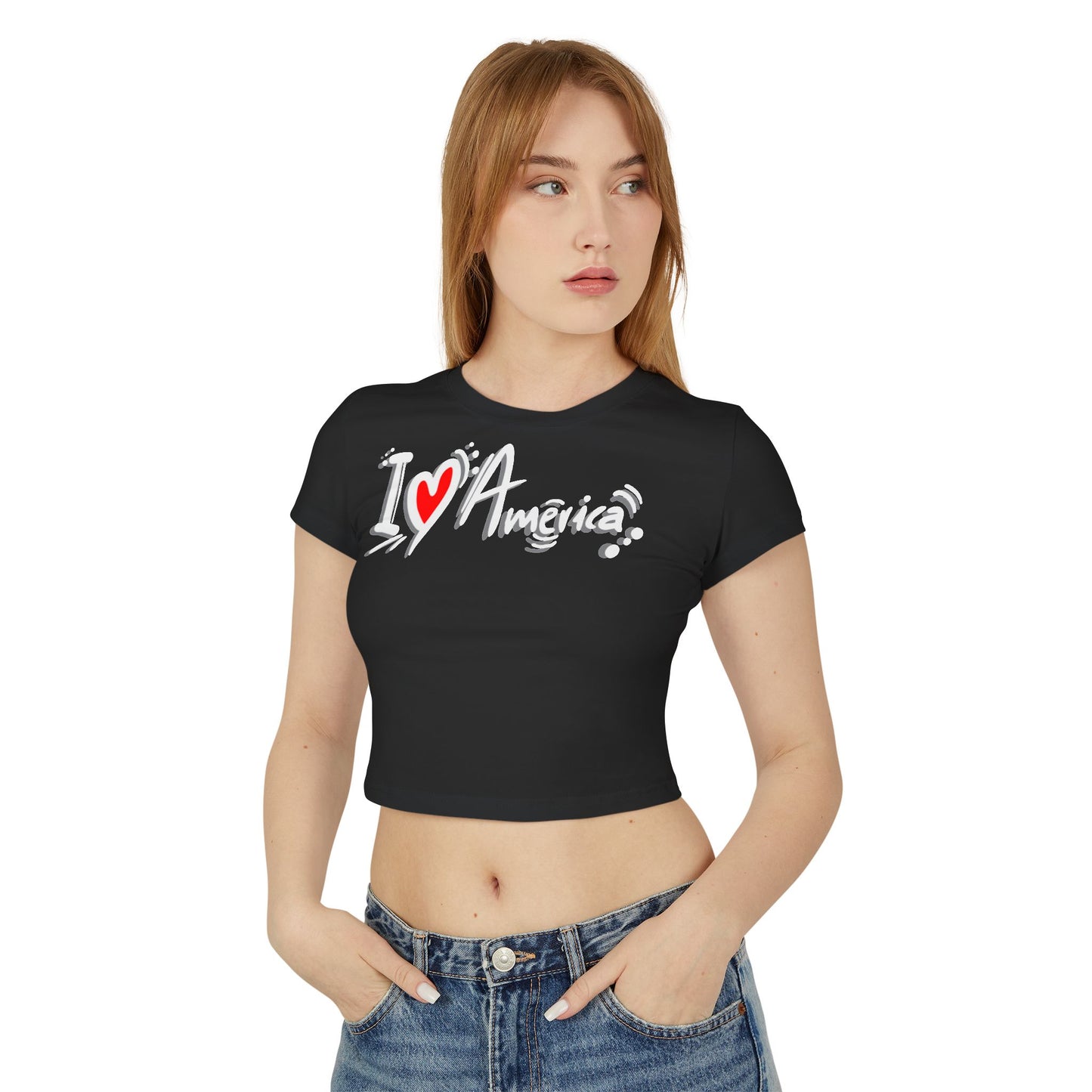 Women's Baby Tee - I Love America Design