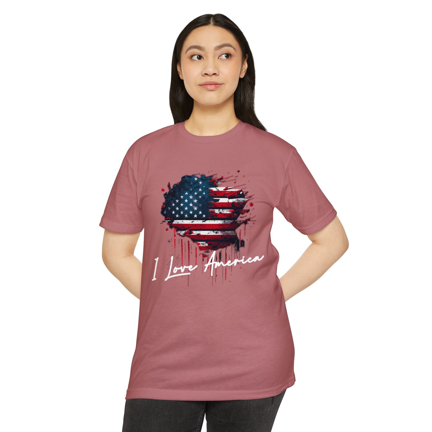 I Love America Heart Flag Unisex T-Shirt